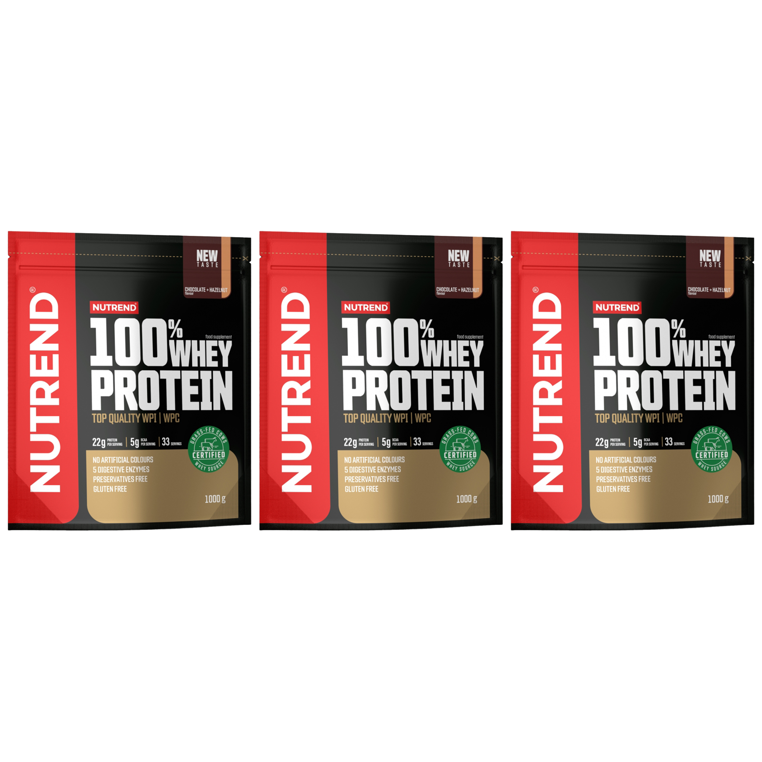 NUTREND 100% Whey Protein - 3x 1000g