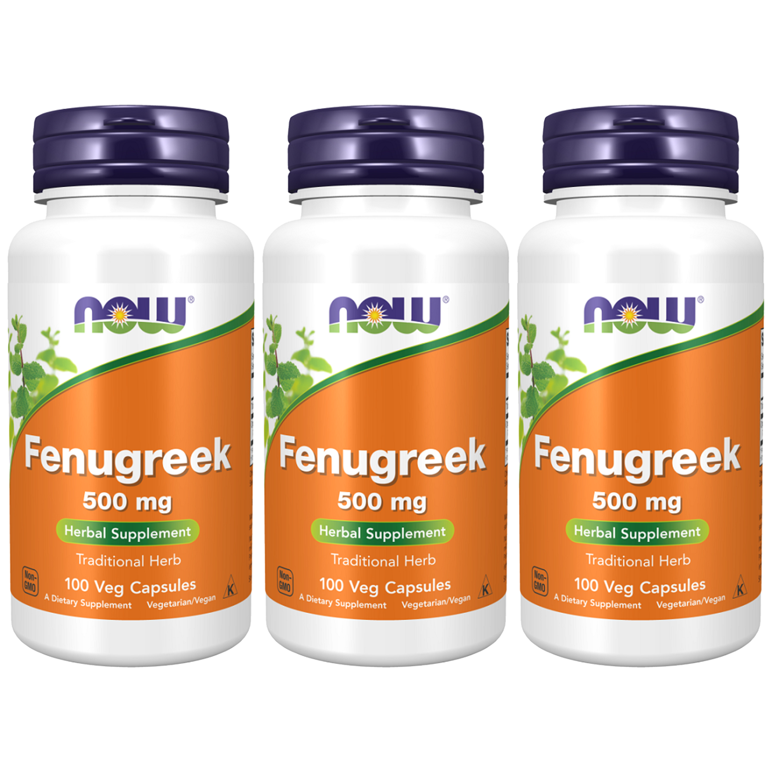 NOW Fenugreek 500mg - 3x 100vcaps