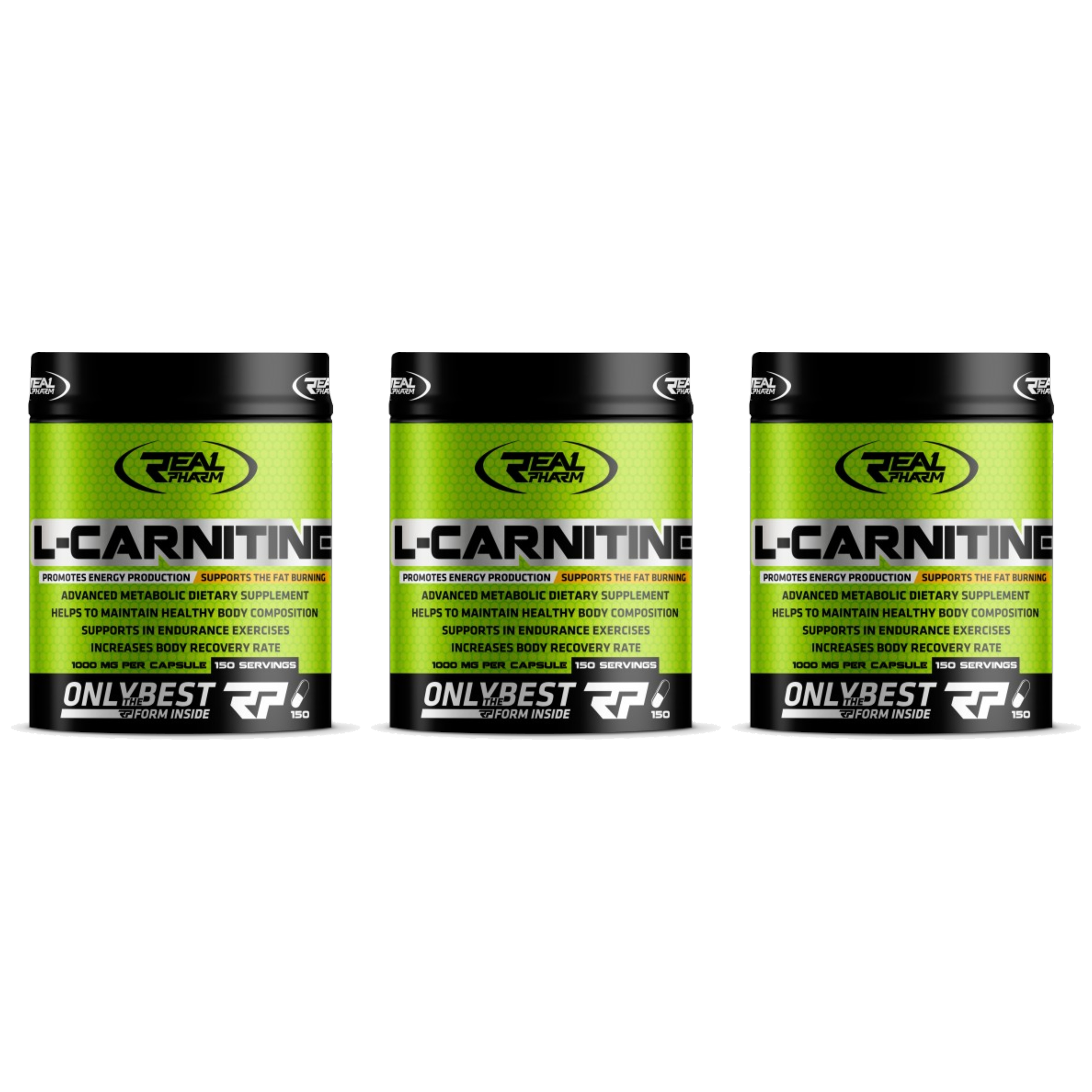 REAL PHARM L-Carnitine 1000mg - 3x 150caps