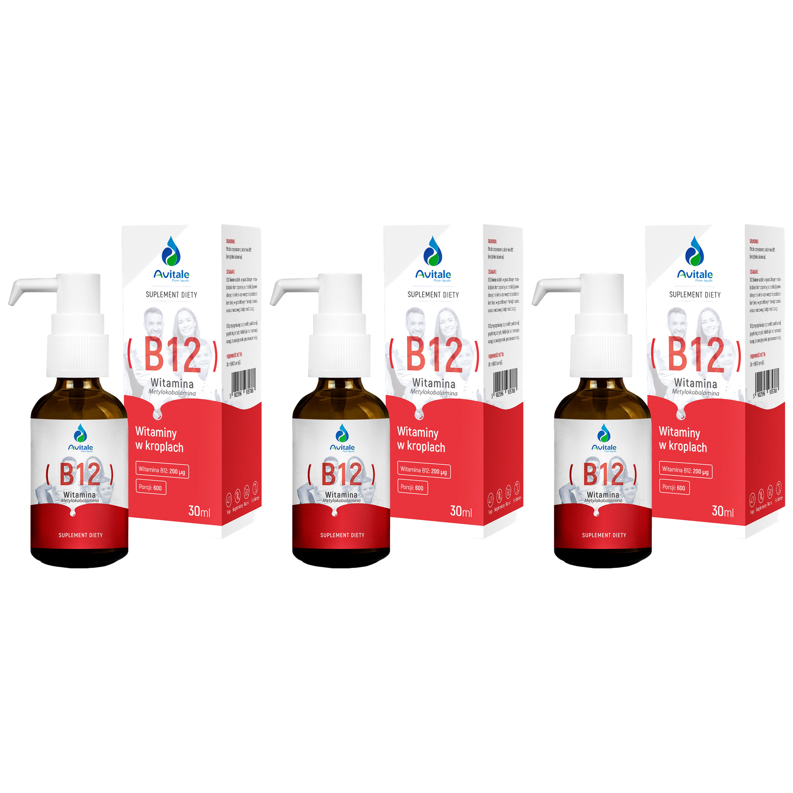ALINESS - Avitale Witamina B12 200uq - 3x 30ml