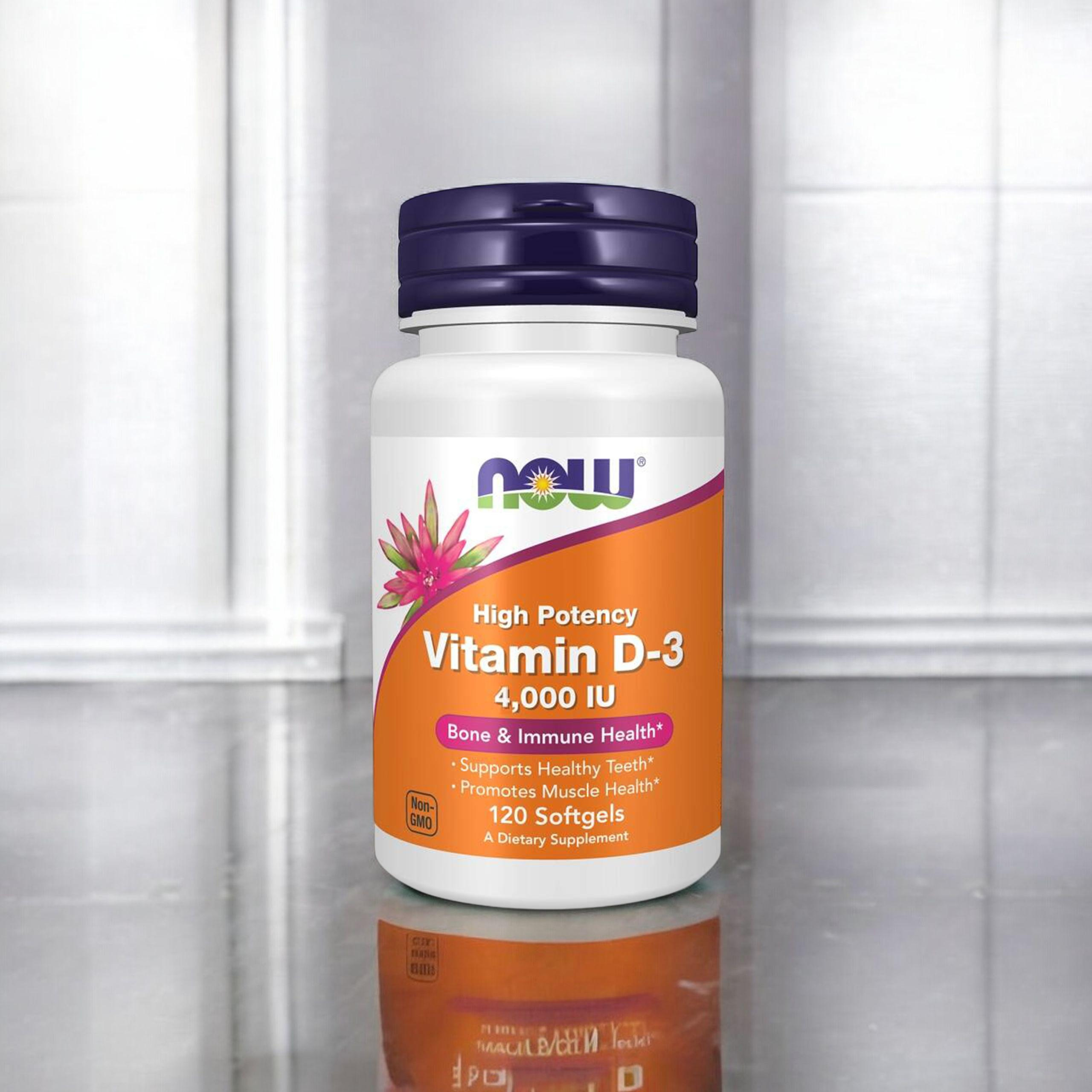NOW Vitamin D3 4000IU - 2x 120softgels