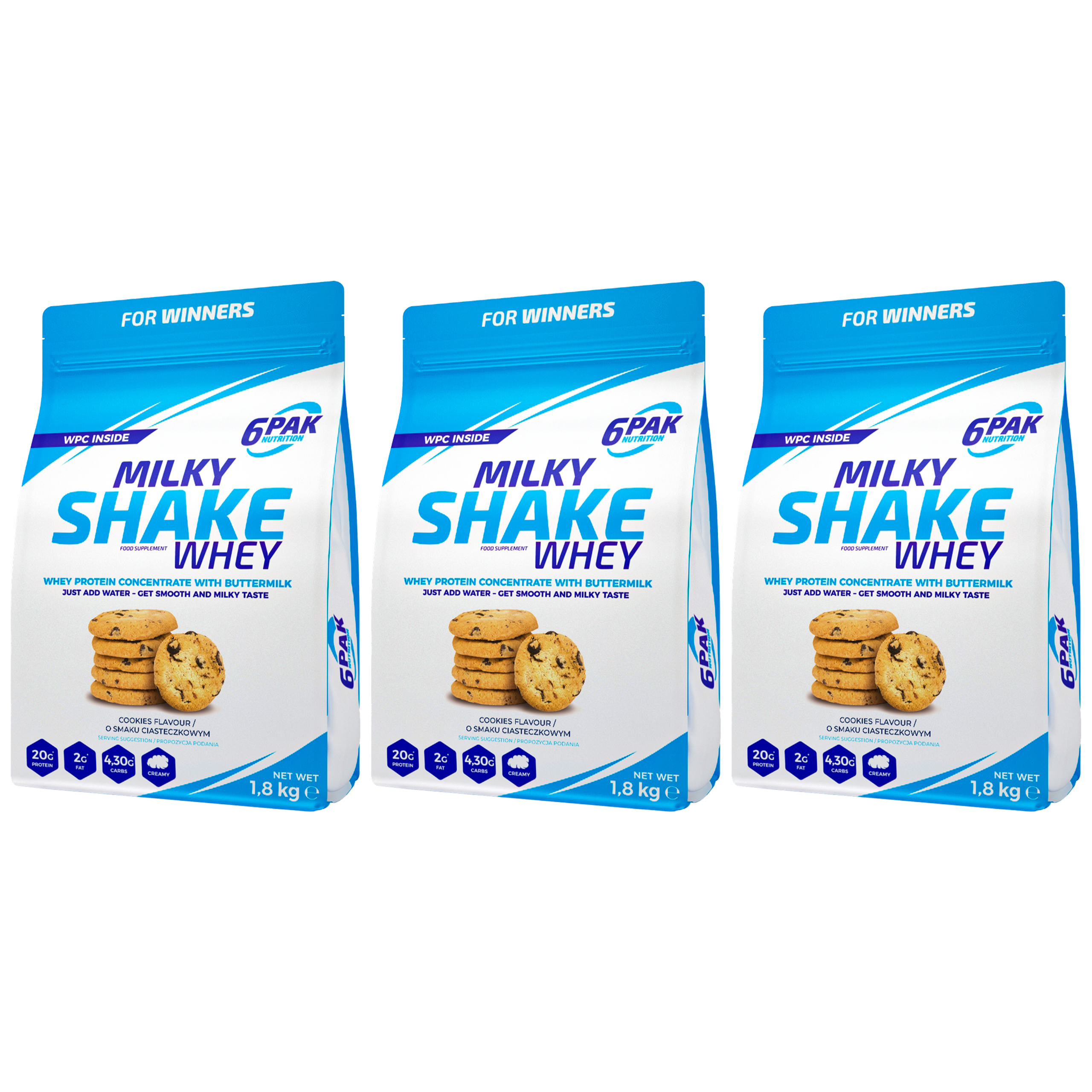 6PAK Milky Shake Whey - 3x 1800g