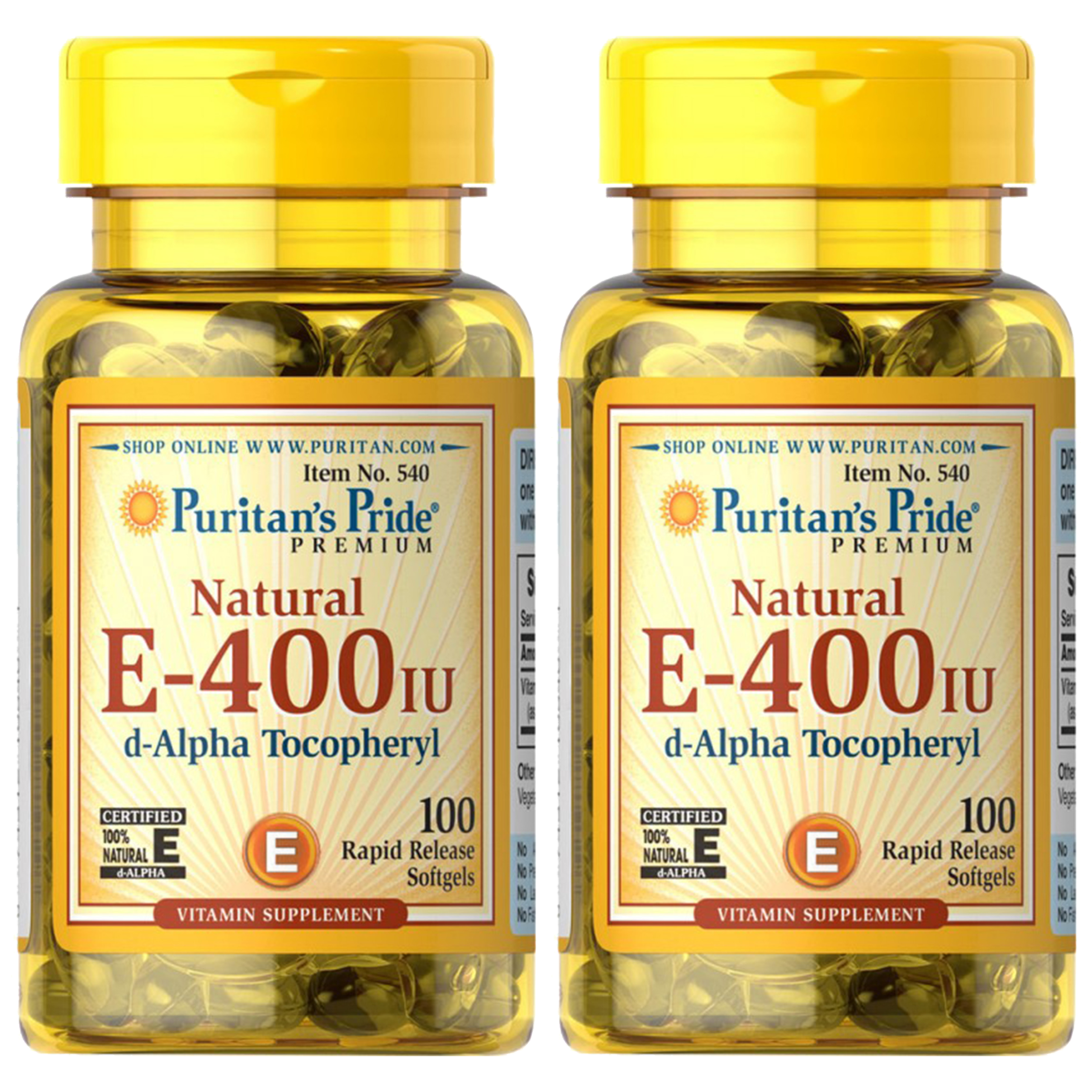 Puritan's Pride Vitamin E 400IU - 2x 100softgels