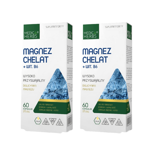 MEDICA HERBS - Magnez Chelat + Wit. B6 - 2x 60caps.