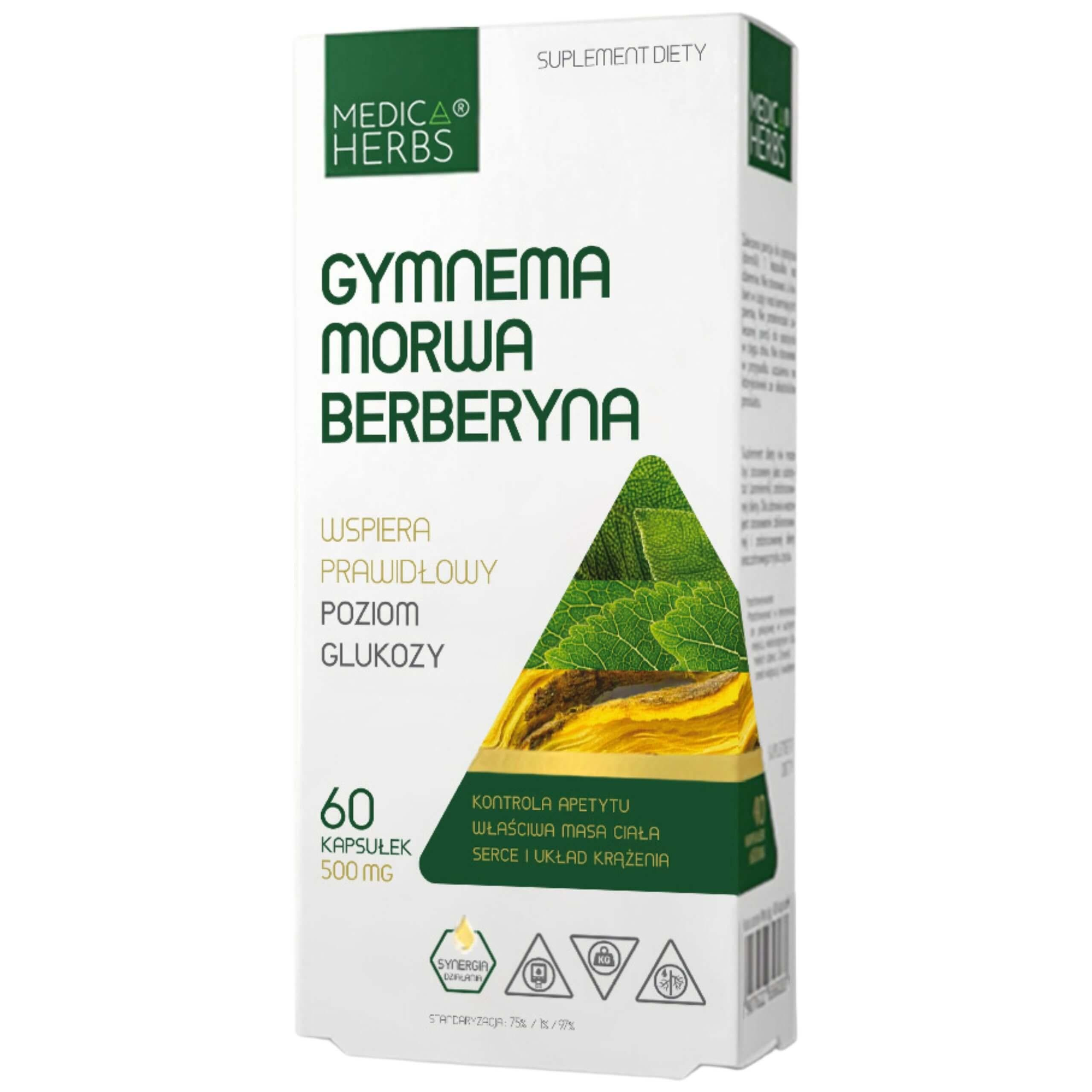 MEDICA HERBS - Gymnema Morwa Berberyna - 3x 60caps.