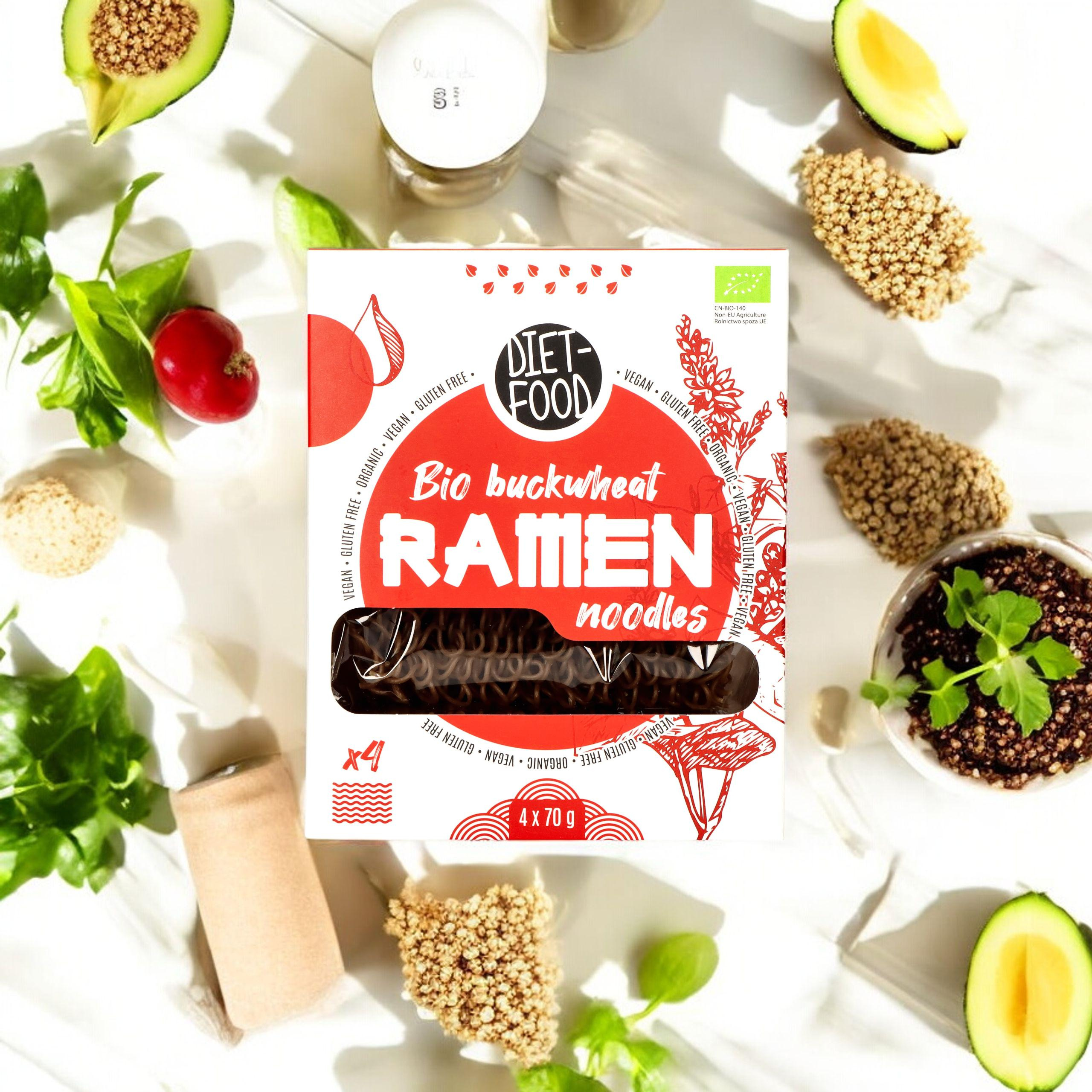 DIET FOOD Bio Buckwheat Makaron Ramen Noodles - 4x2x 70g