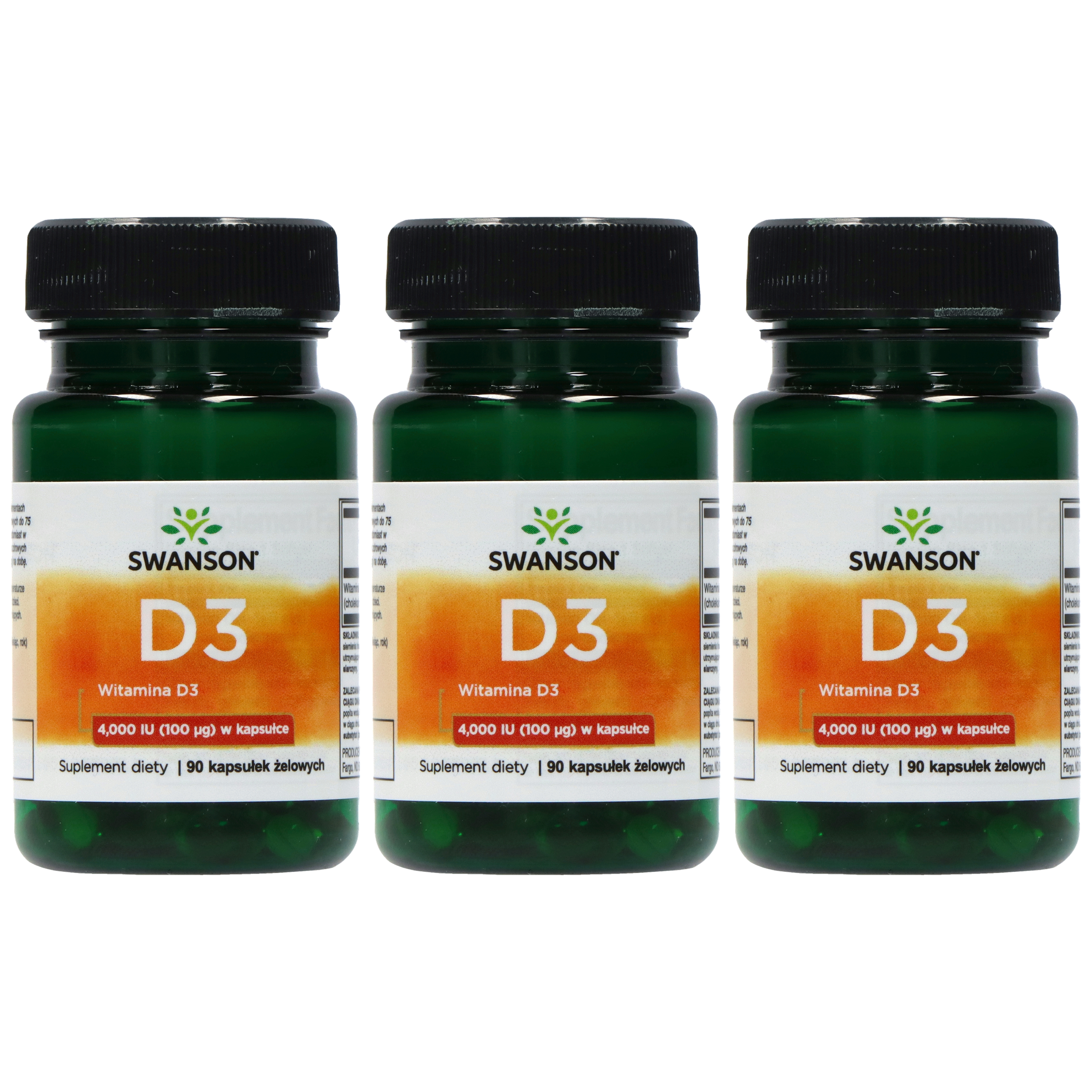 SWANSON Vitamin D3 4000IU - 3x 90softgels