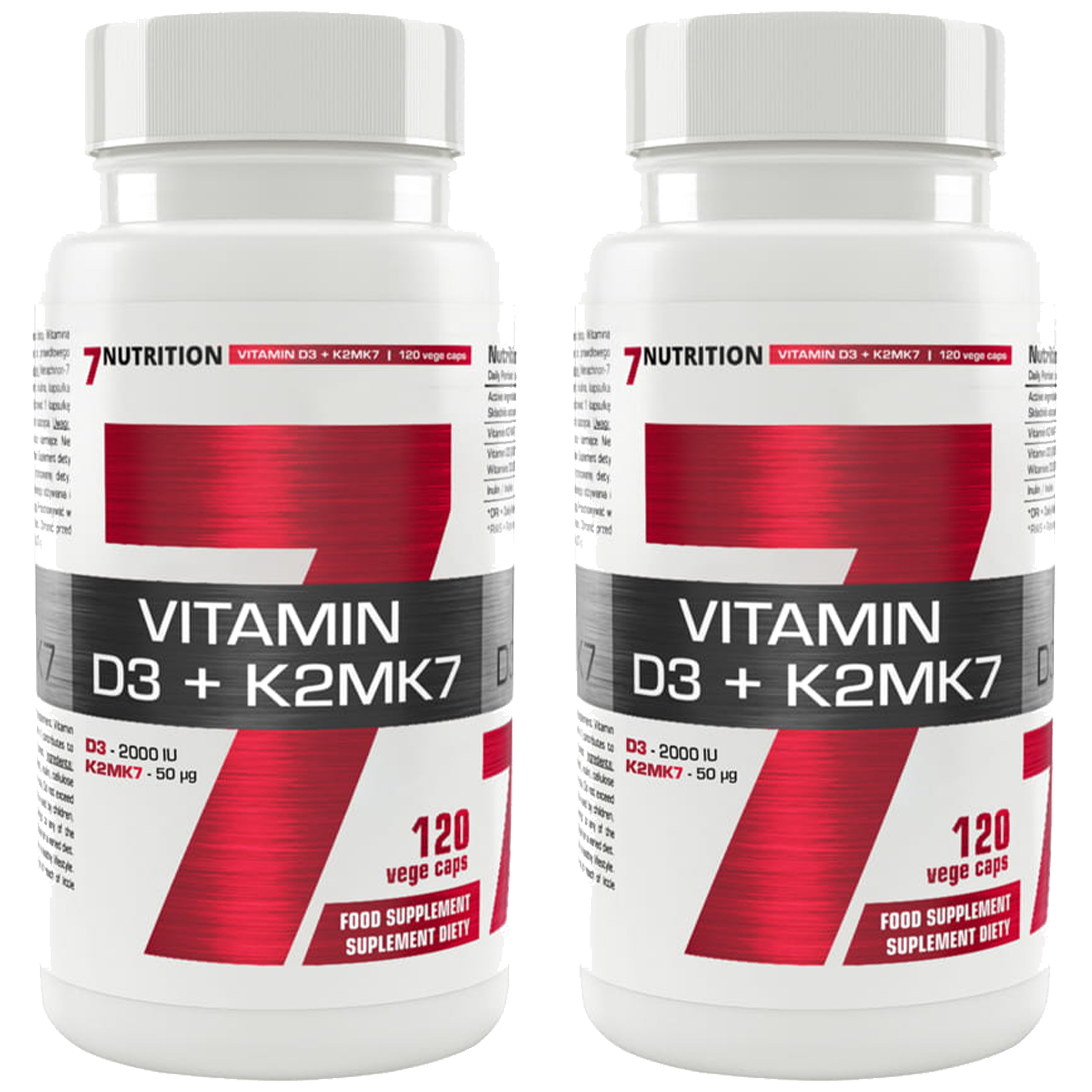 7 NUTRITION Vitamin D3 + K2MK7 - 2x 120vcaps. - Witamina D3 + K2MK7