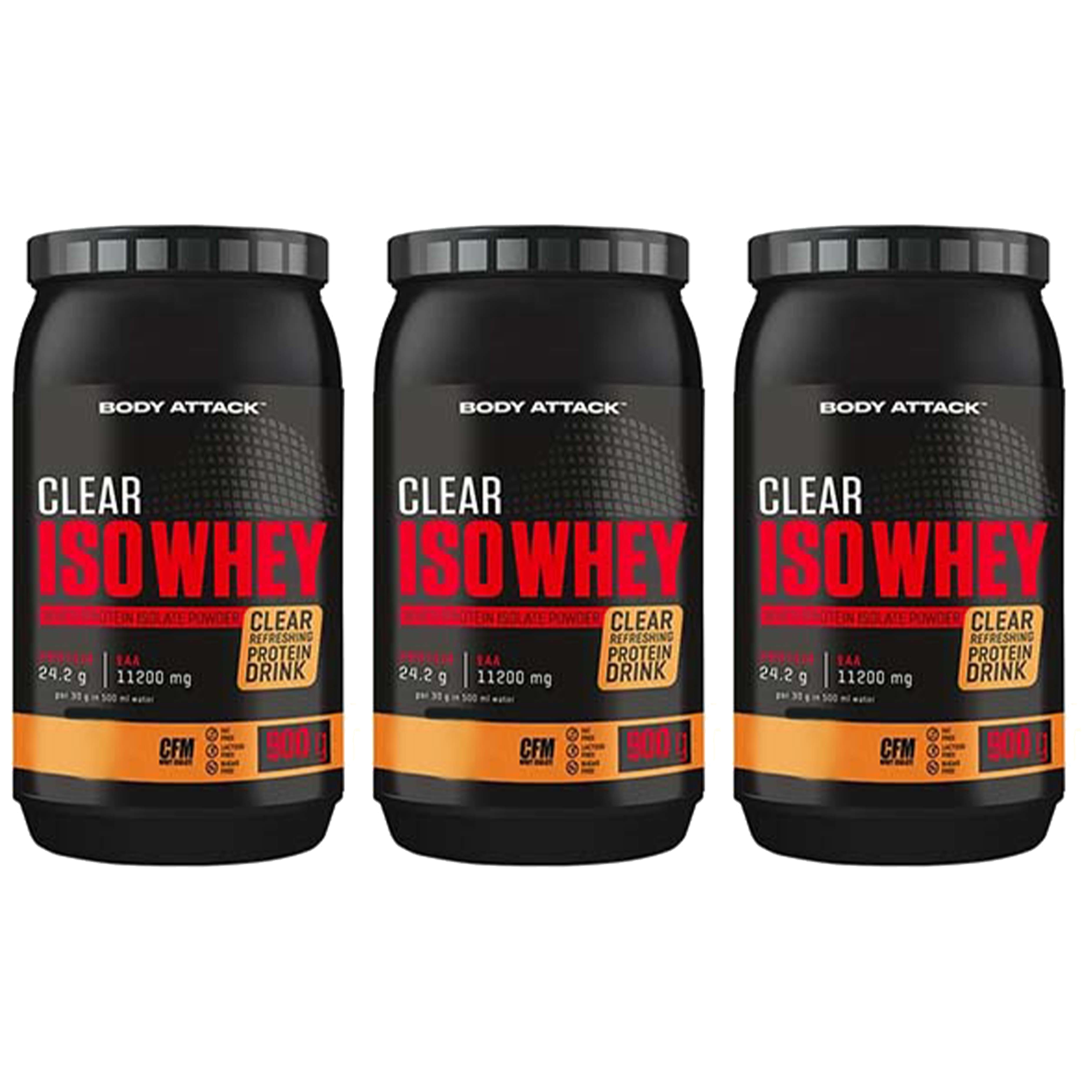 BODY ATTACK Clear Iso Whey - 3x 900g