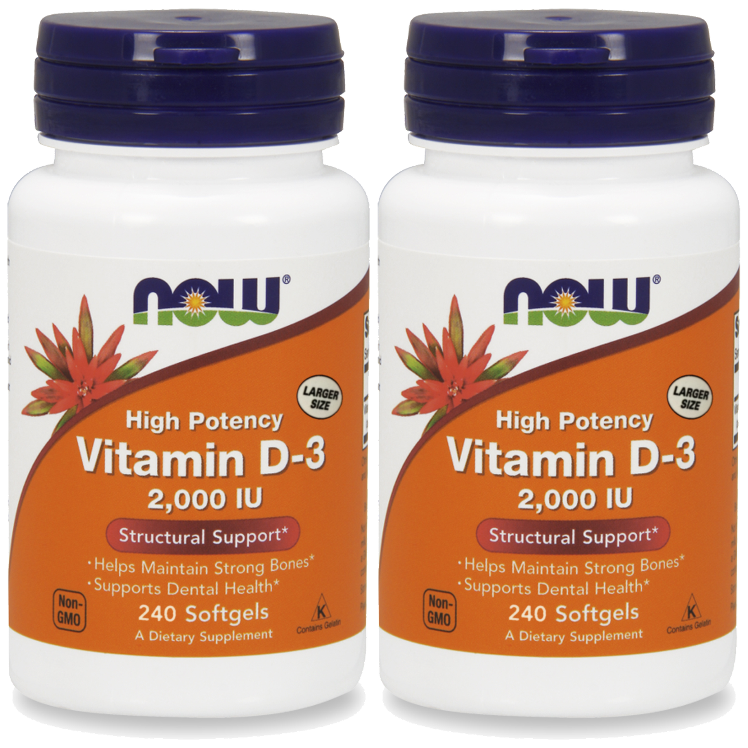 NOW Vitamin D3 2000IU - 2x 240softgels