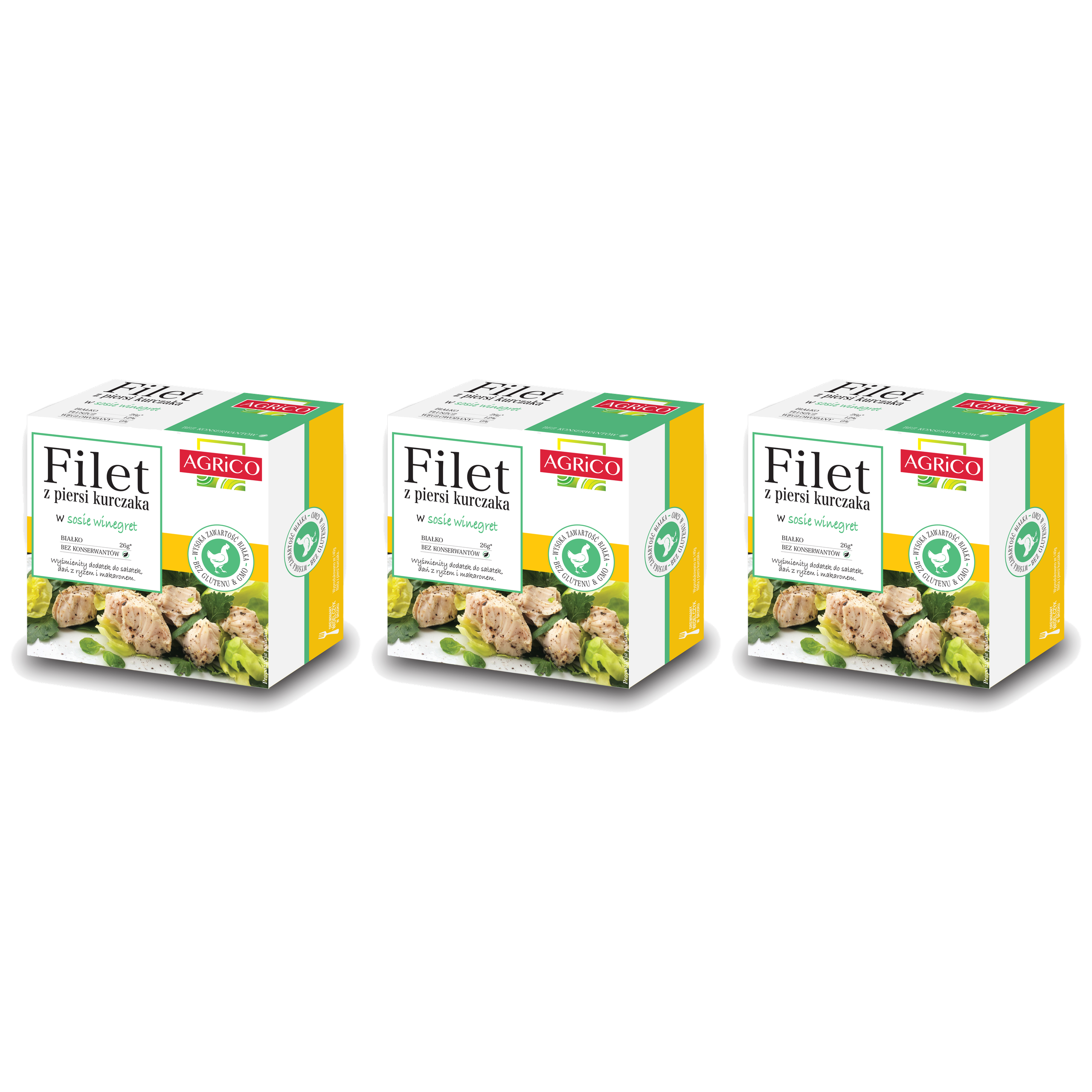 AGRICO Filet z Piersi Kurczaka w sosie Winegret - 3x 160g