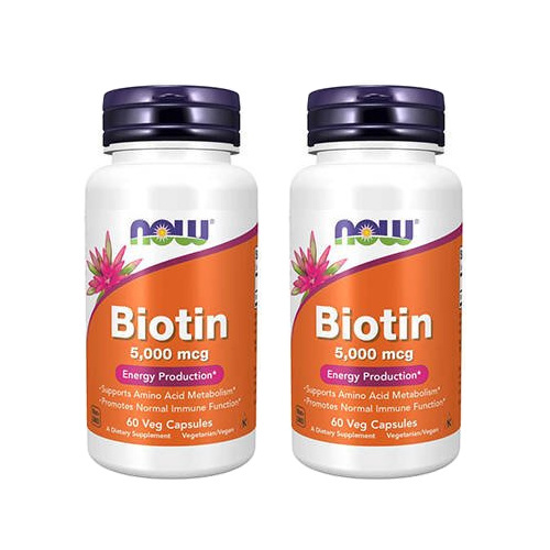 NOW Biotin 5000mcg - 2x 60vcaps