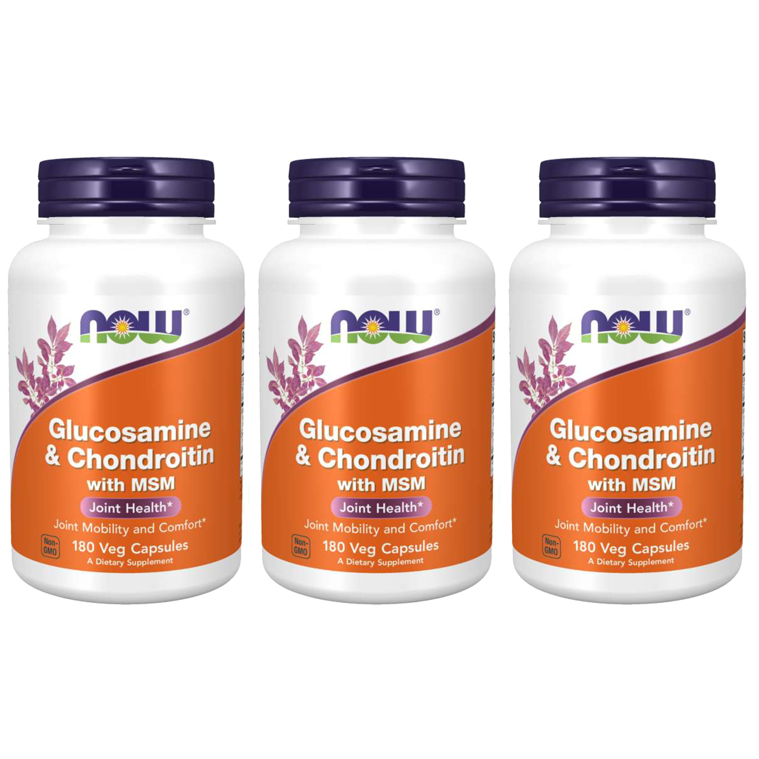 NOW Glucosamine & Chondroitin with MSM - 3x 180vcaps