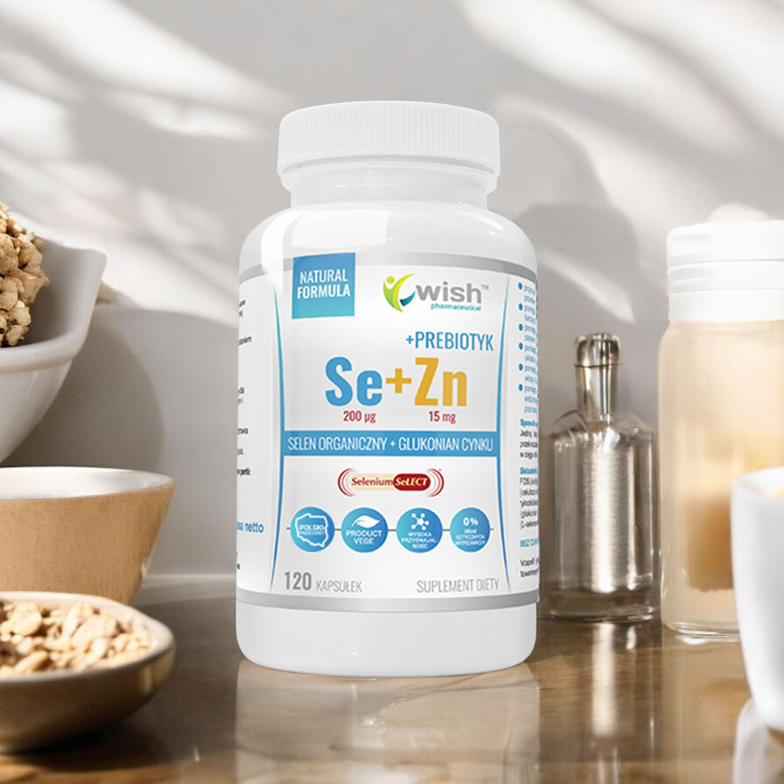 WISH Pharmaceutical Selen + Cynk + Prebiotyk - 2x 120caps
