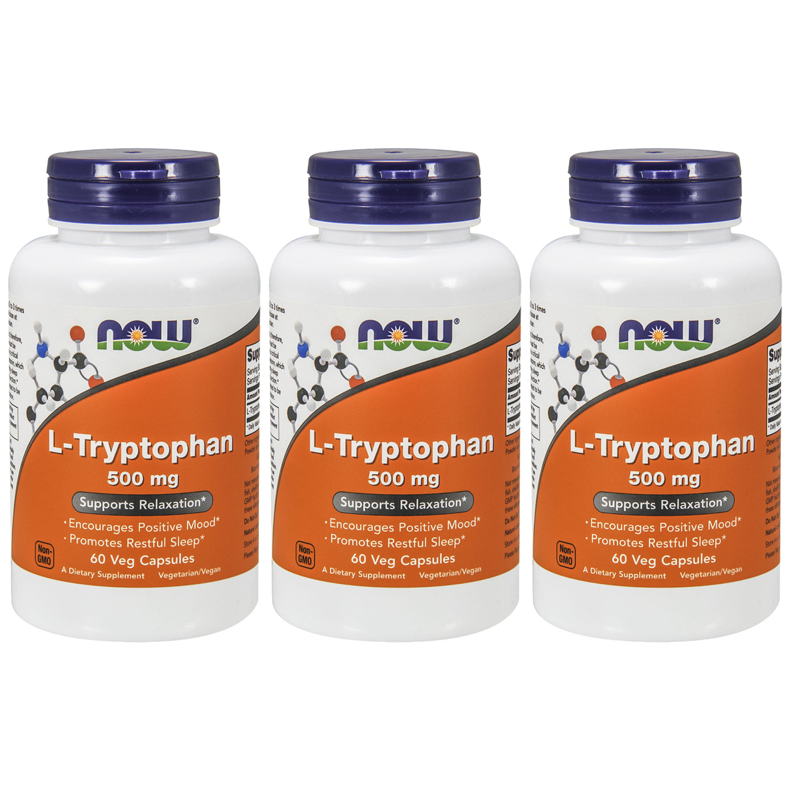 NOW L-Tryptophan 500mg - 3x 60vegcaps