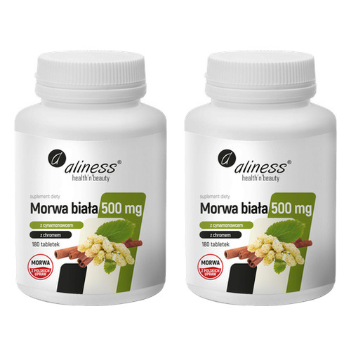 ALINESS - Morwa Biała 500mg z cynamonowcem i chromem - 2x 180tabs.