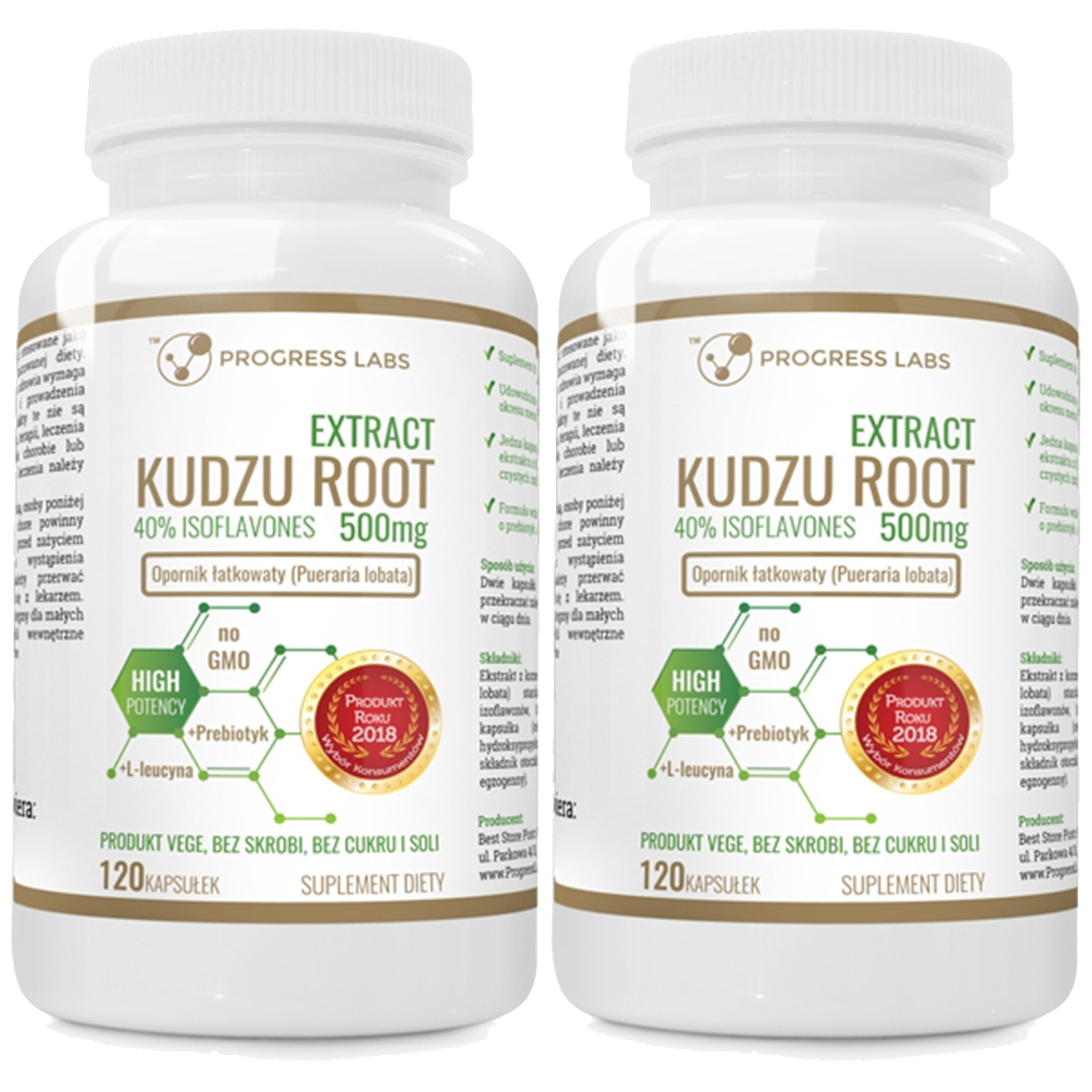 PROGRESS LABS Kudzu Root Extract 500mg - 2x 120caps