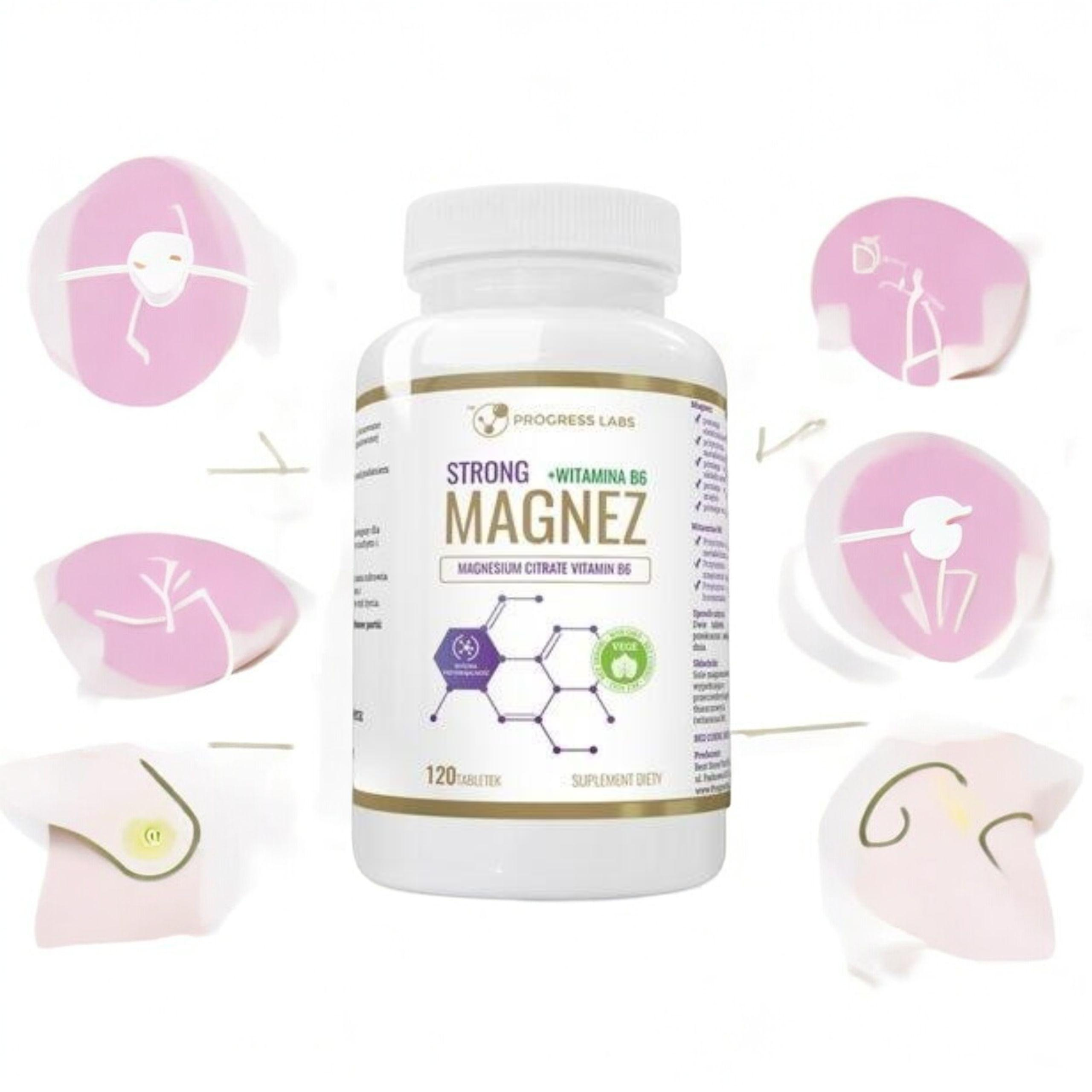 PROGRESS LABS - Magnez Strong + Witamina B6 350mg - 3x 120tabs.