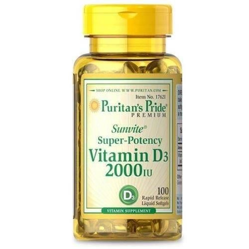 Puritan's Pride Vitamin D3 2000IU - 3x 100softgels