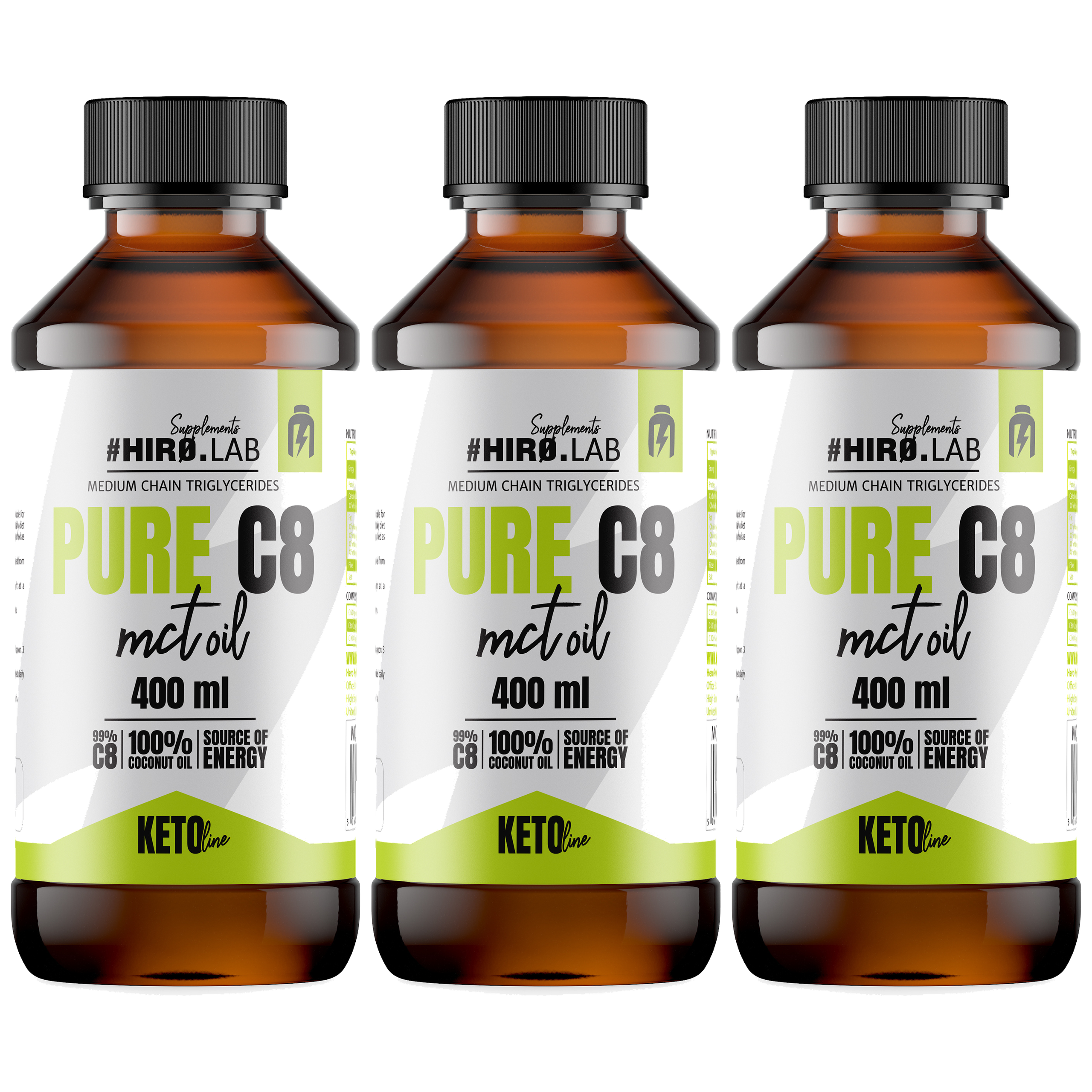 HIRO.LAB MCT Oil C8 KETO - 3x 400ml