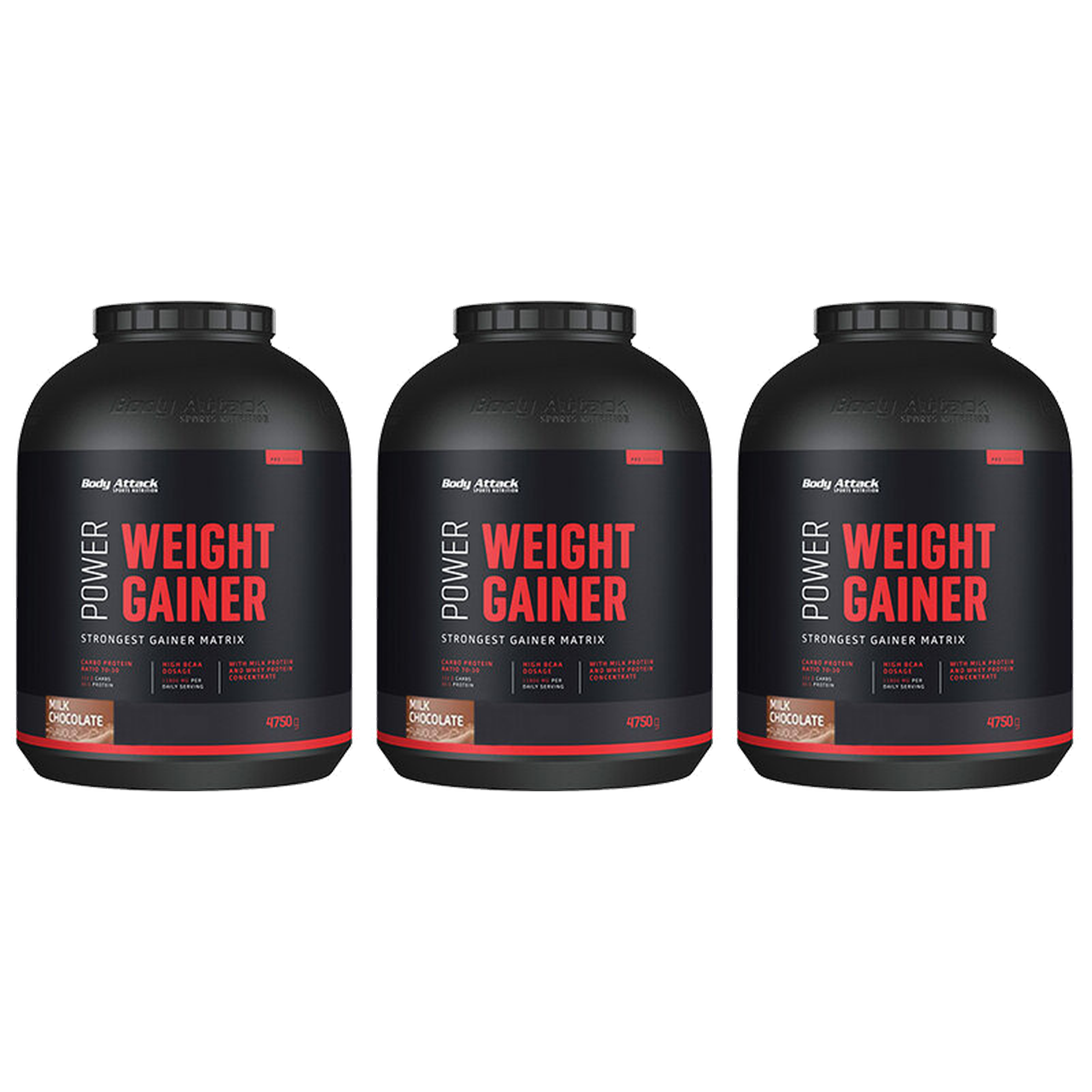 BODY ATTACK Power Weight Gainer - 3x 4750g