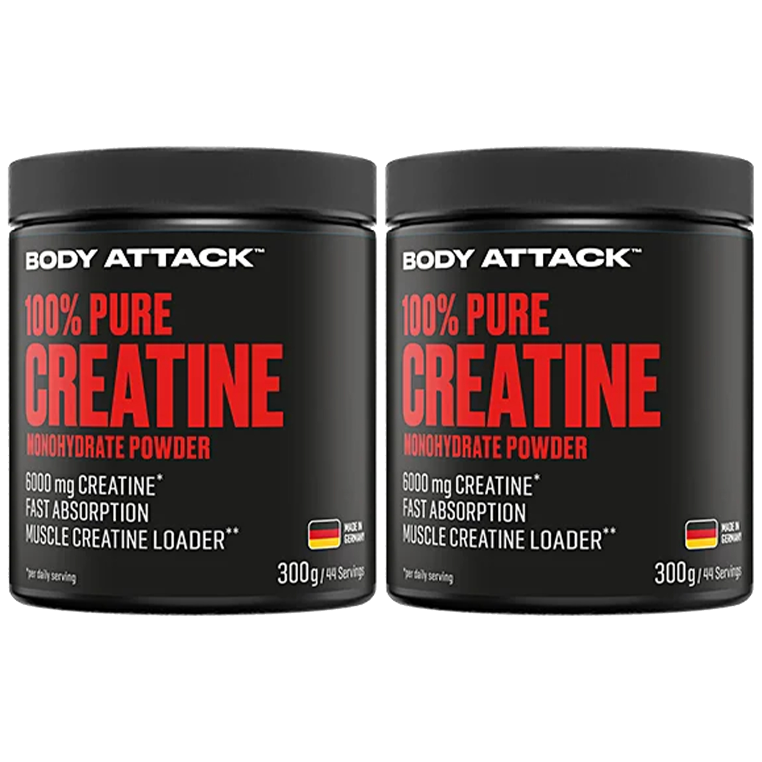 BODY ATTACK 100% Pure Creatine - 2x 300g - Natural