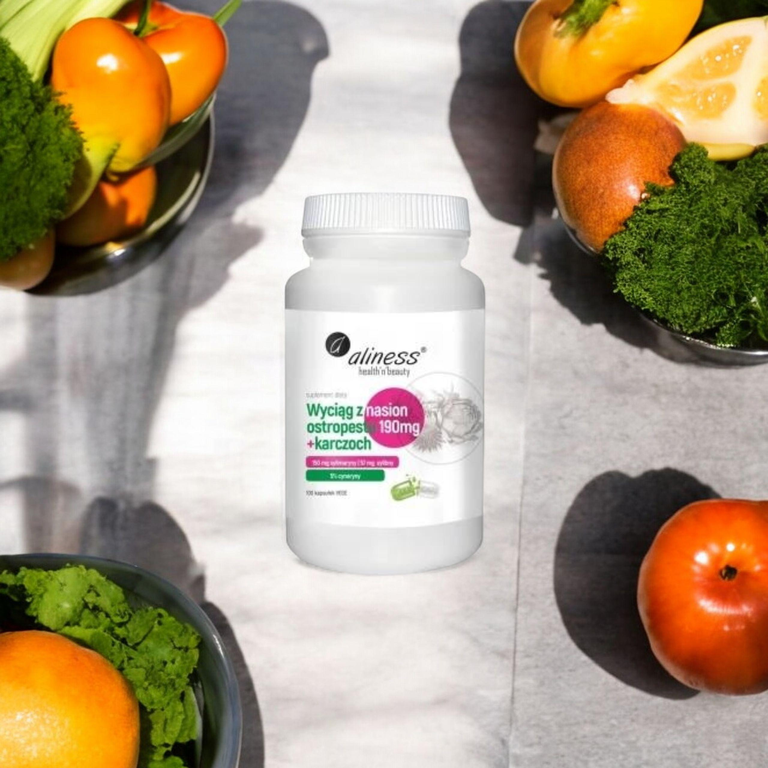 ALINESS - Wyciąg z Nasion Ostropestu 190mg + Karczoch - 100caps.