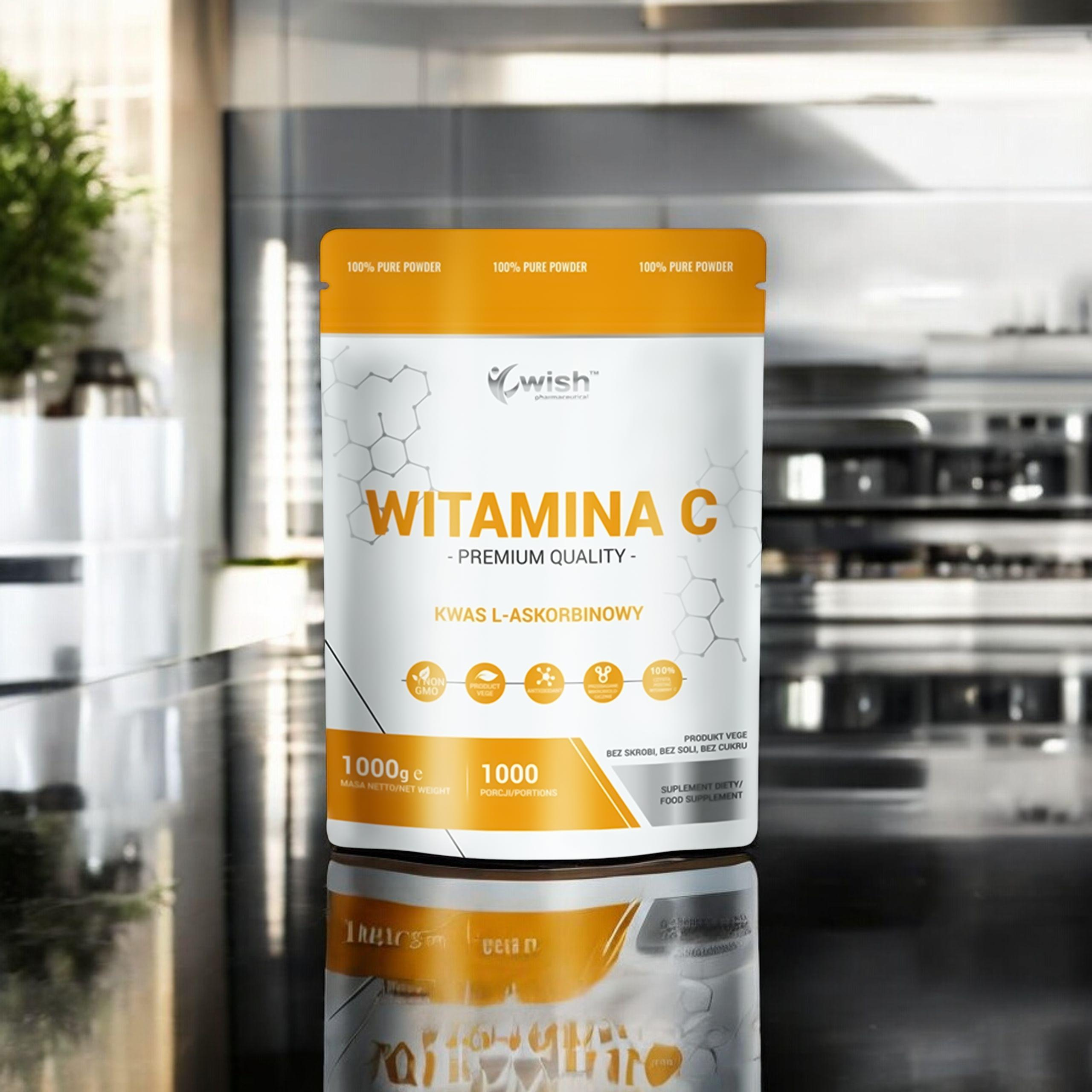WISH Pharmaceutical Vitamin C 1000mg (Kwas L-Askorbinowy) - 3x 1000g