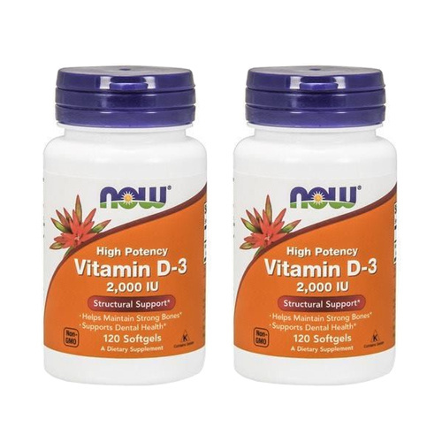 NOW Vitamin D3 2000IU - 2x 120softgels