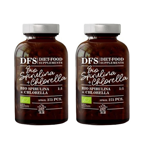 DIET FOOD Bio - Chlorella + Spirulina 1:1 - 2x 375tab