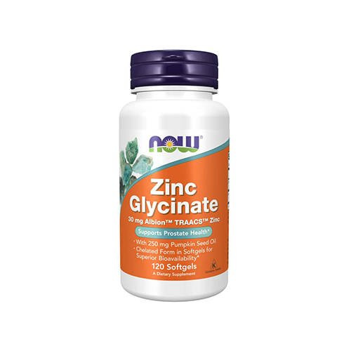 NOW Zinc Glycinate 30mg - 120softgels - Glicynian Cynku