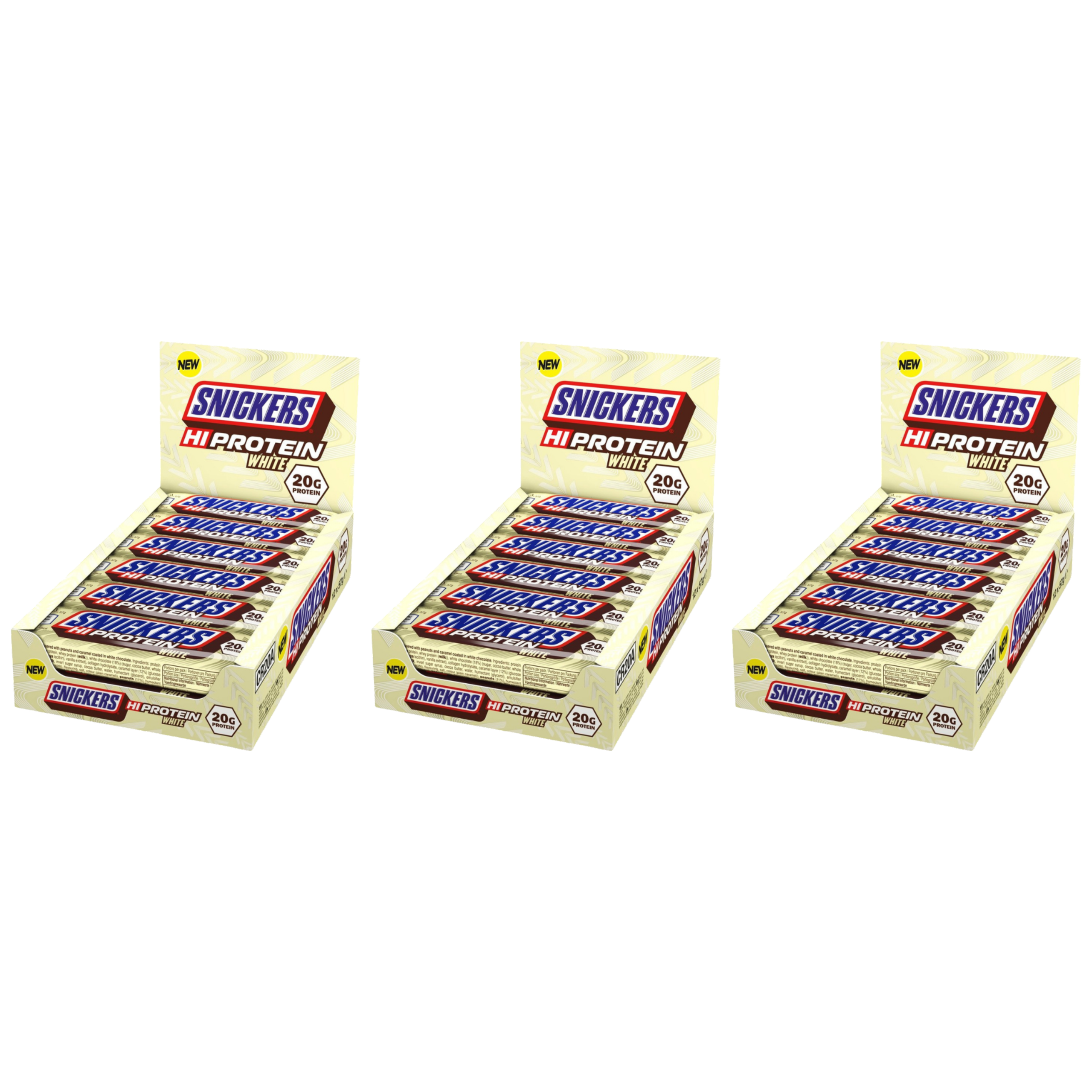 Mars - Baton Snickers HI Protein Low Sugar Bar - 12x 3x 57g - White