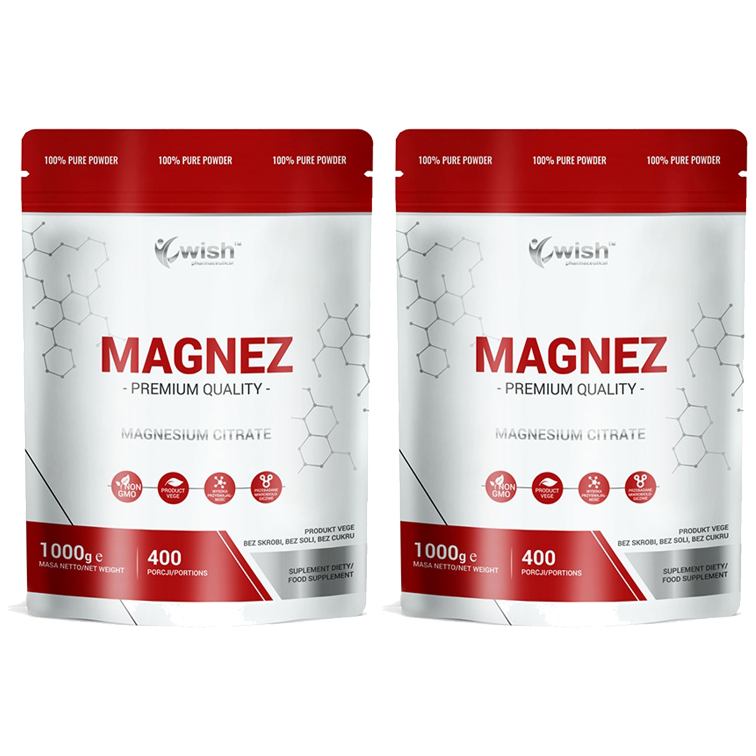 WISH Pharmaceutical Cytrynian Magnezu - 2x 1000g