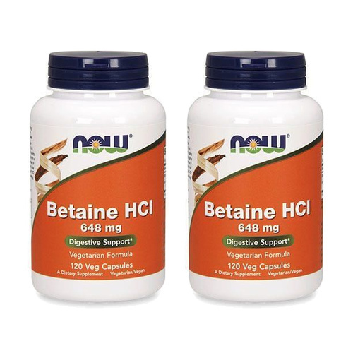 NOW Betaine HCI 648mg - 2x 120vcaps ( Betaina HCL )