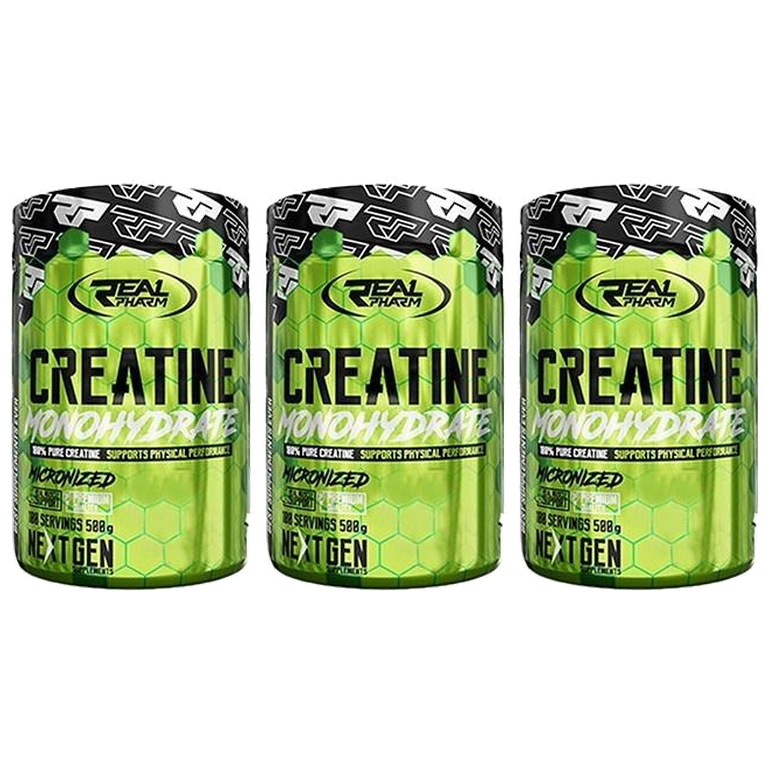 REAL PHARM - Creatine Monohydrate - 3x 500g - Pineapple