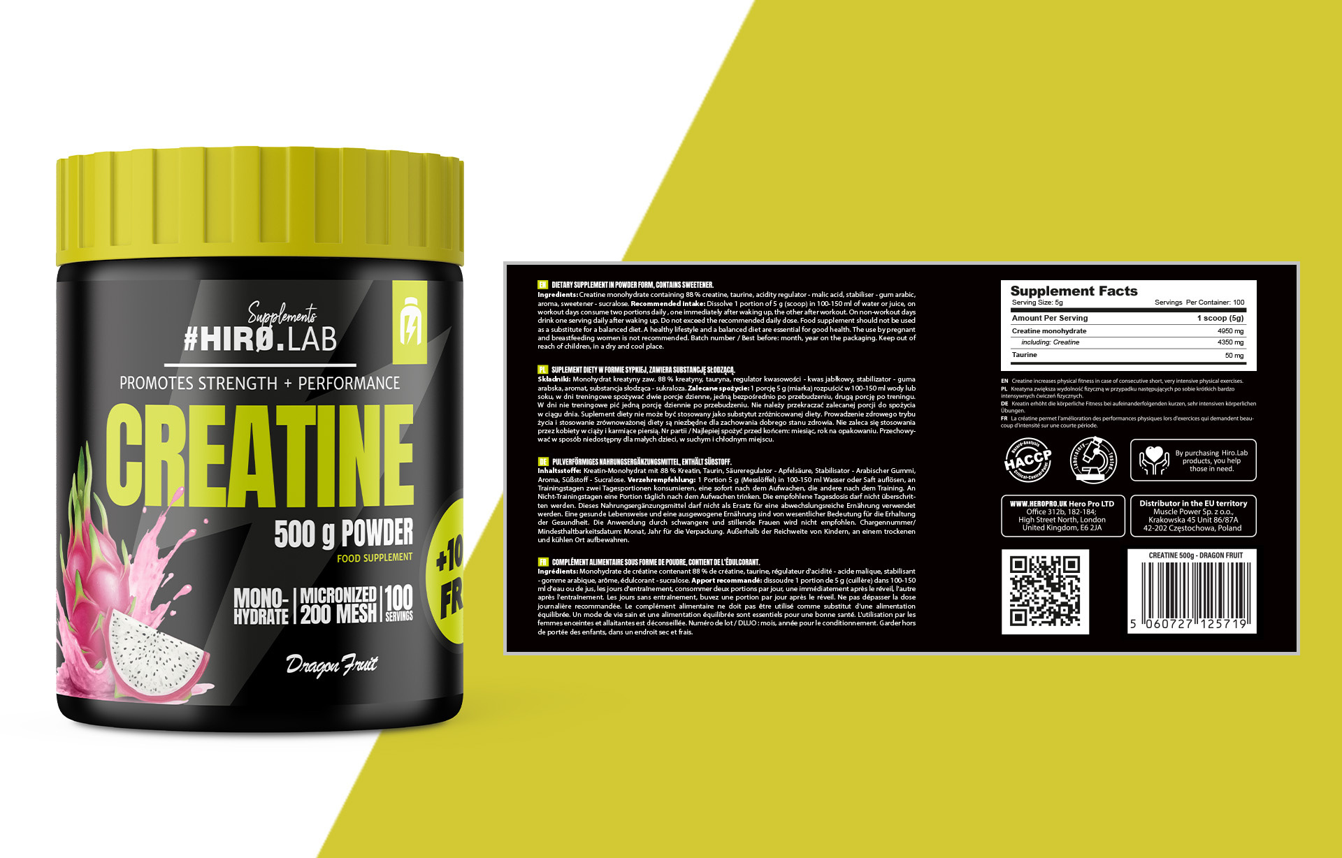 HIRO.LAB Creatine - 3x 500g + 100g FREE
