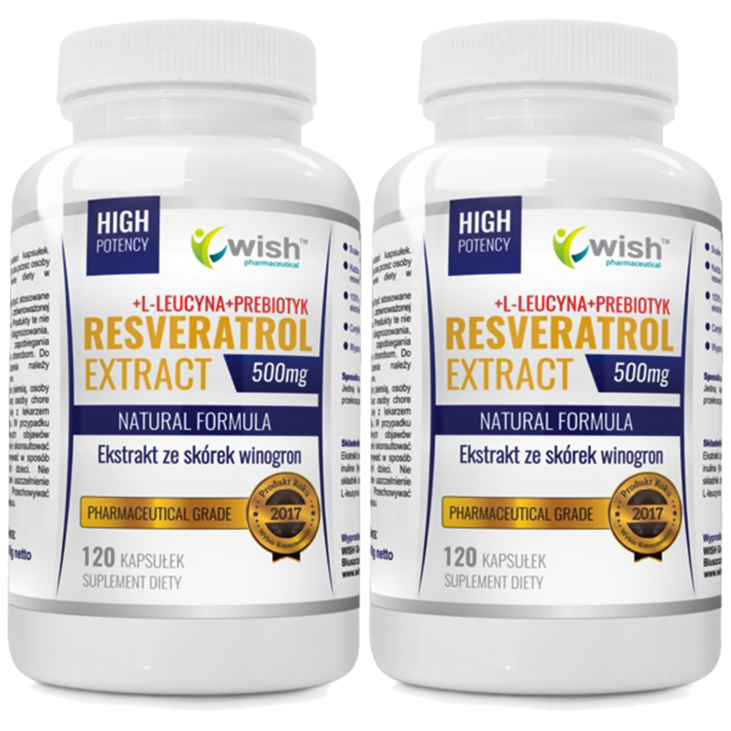 WISH Pharmaceutical Resveratrol Extract 500mg - 2x 120caps