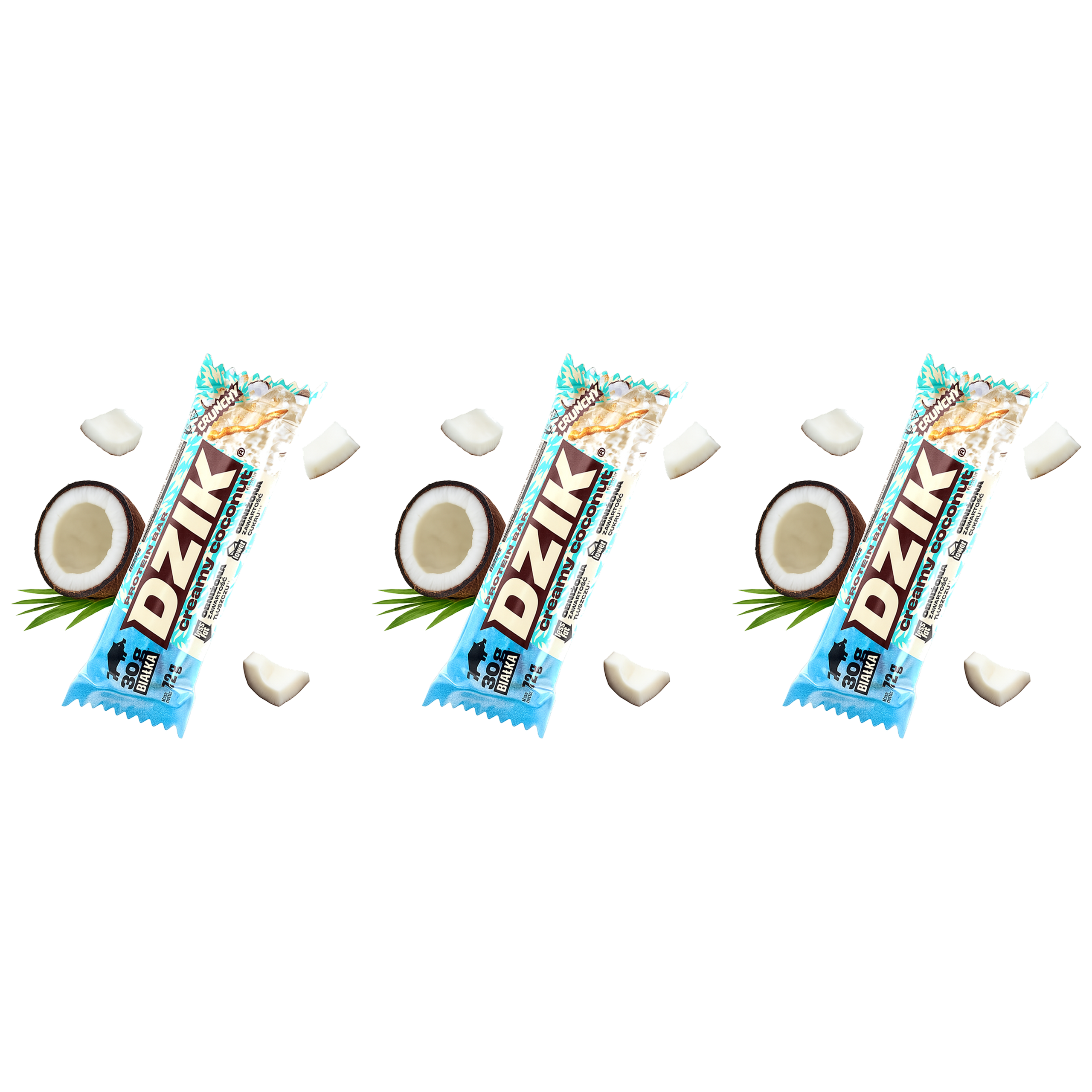 DZIK - Protein Bar Crunchy - 3x 72g - Creamy Coconut