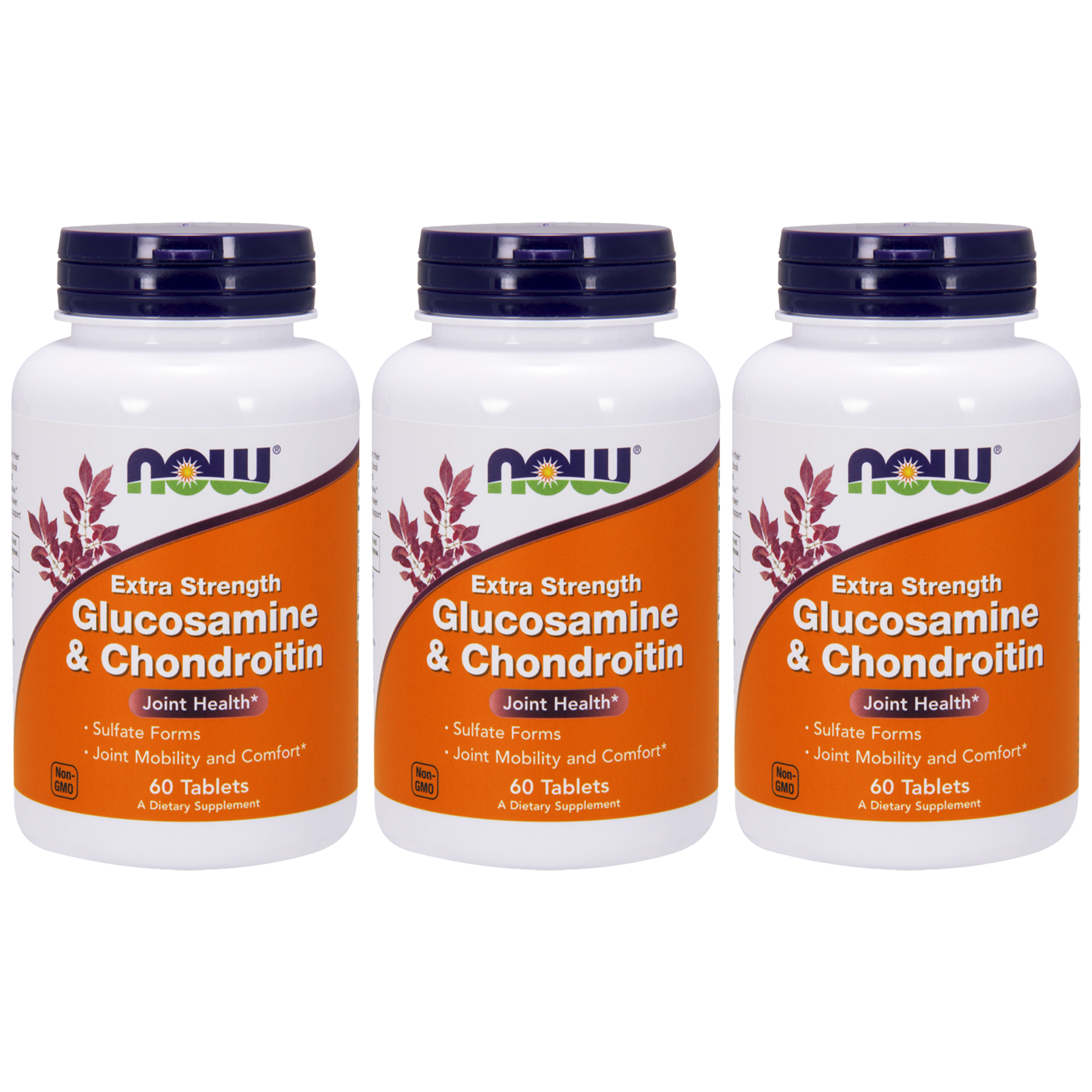 NOW Glucosamine & Chondroitin Sulfate Extra Strong - 3x 60tabs