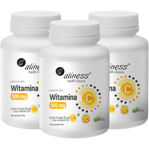ALINESS - Witamina C 500mg Microactive 12h - 100vcaps. x3