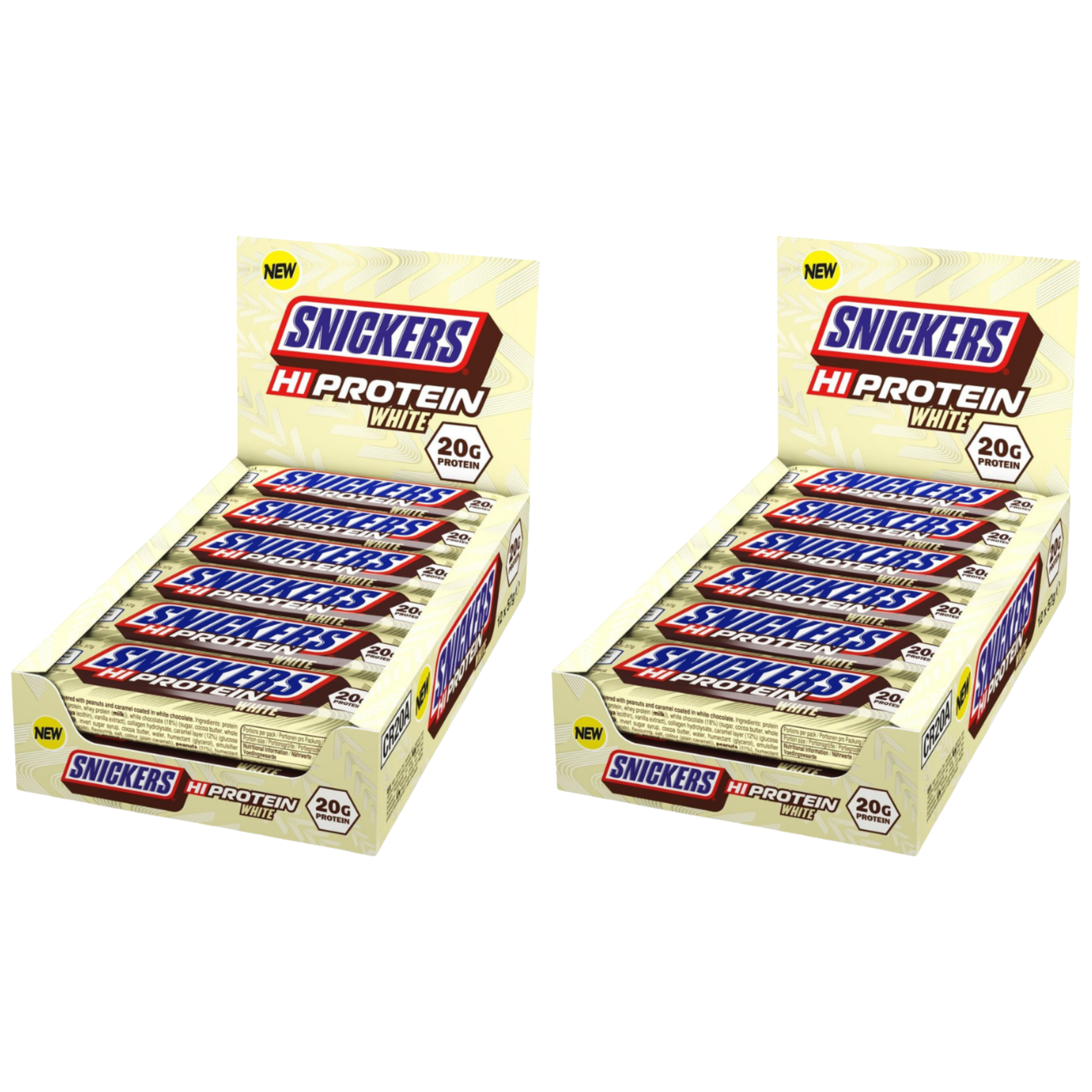 Mars - Baton Snickers HI Protein Low Sugar Bar - 12x 2x 57g - White