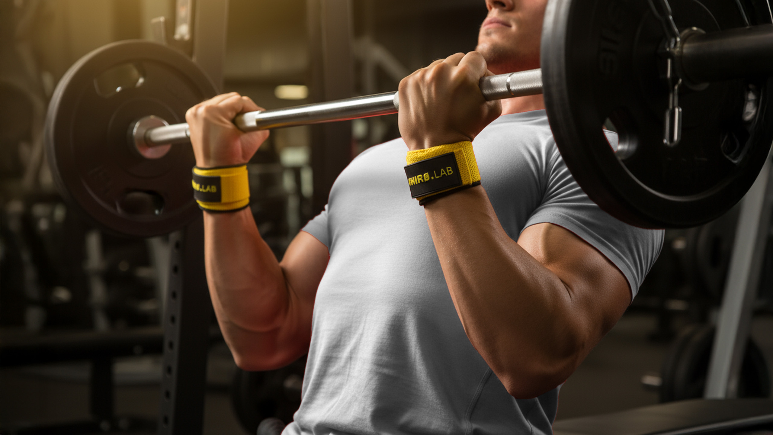 HIRO.LAB Cotton Strap - Rubber Logo New - Yellow - Paski do podnoszenia ciężarów