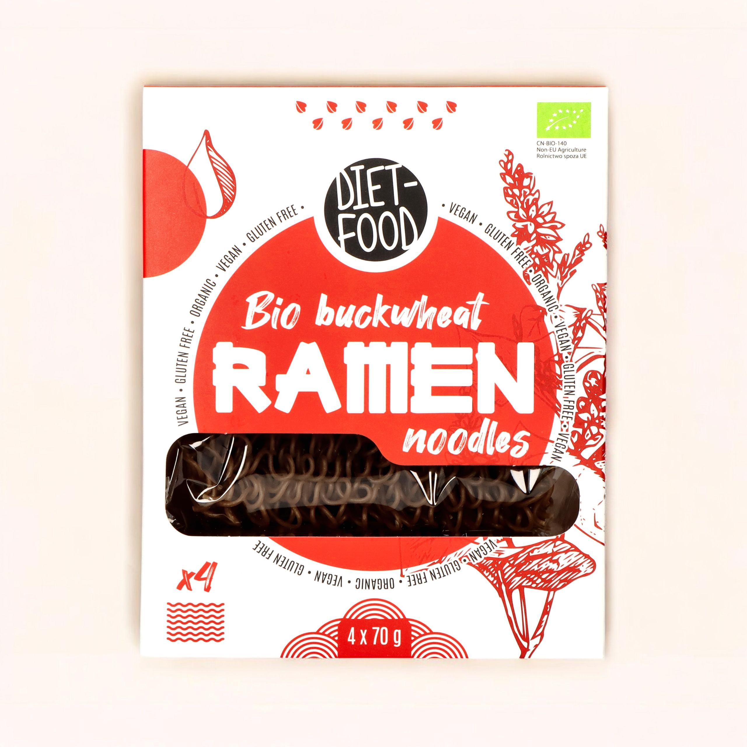 DIET FOOD Bio Buckwheat Makaron Ramen Noodles - 4x2x 70g