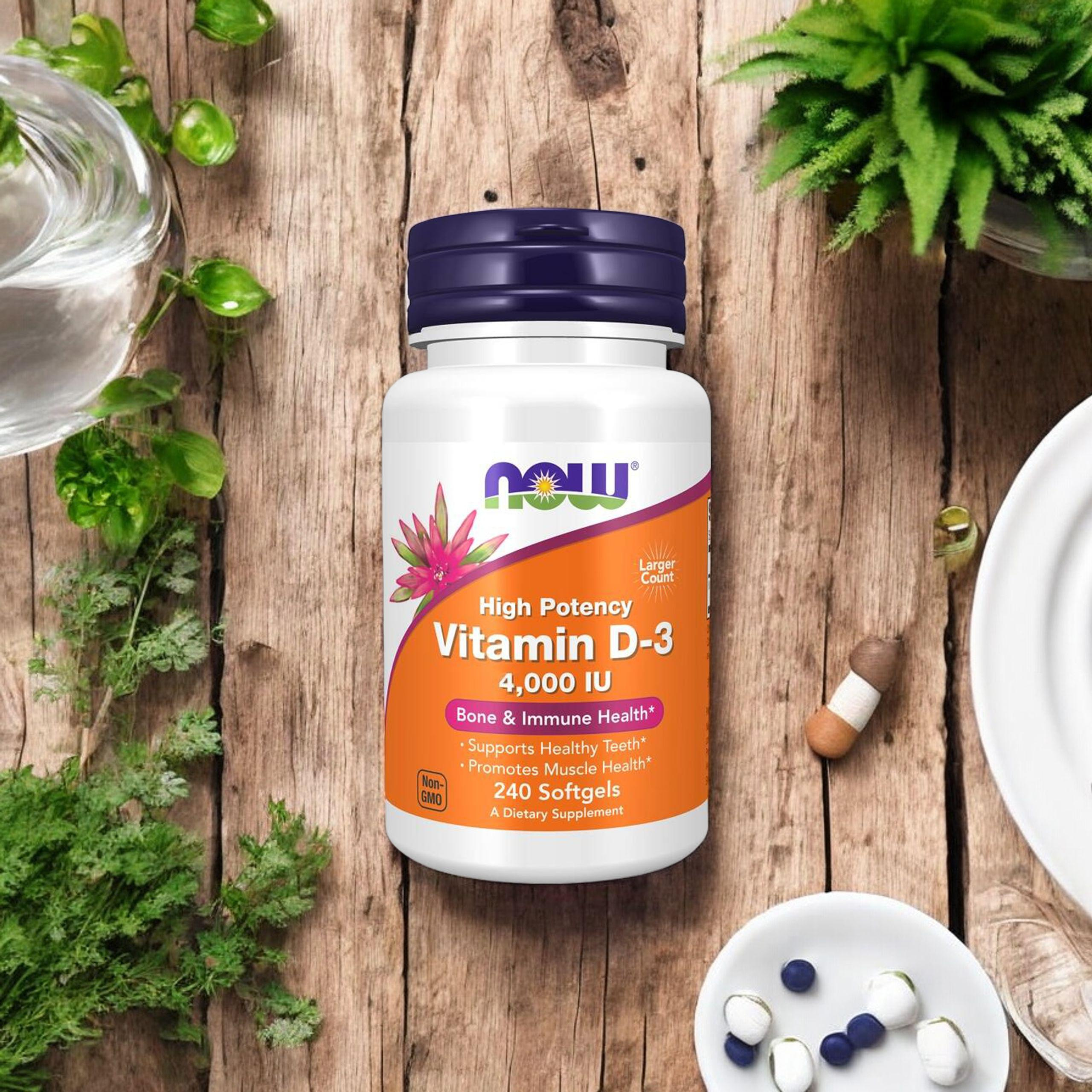 NOW Vitamin D3 4000IU - 3x 240softgels