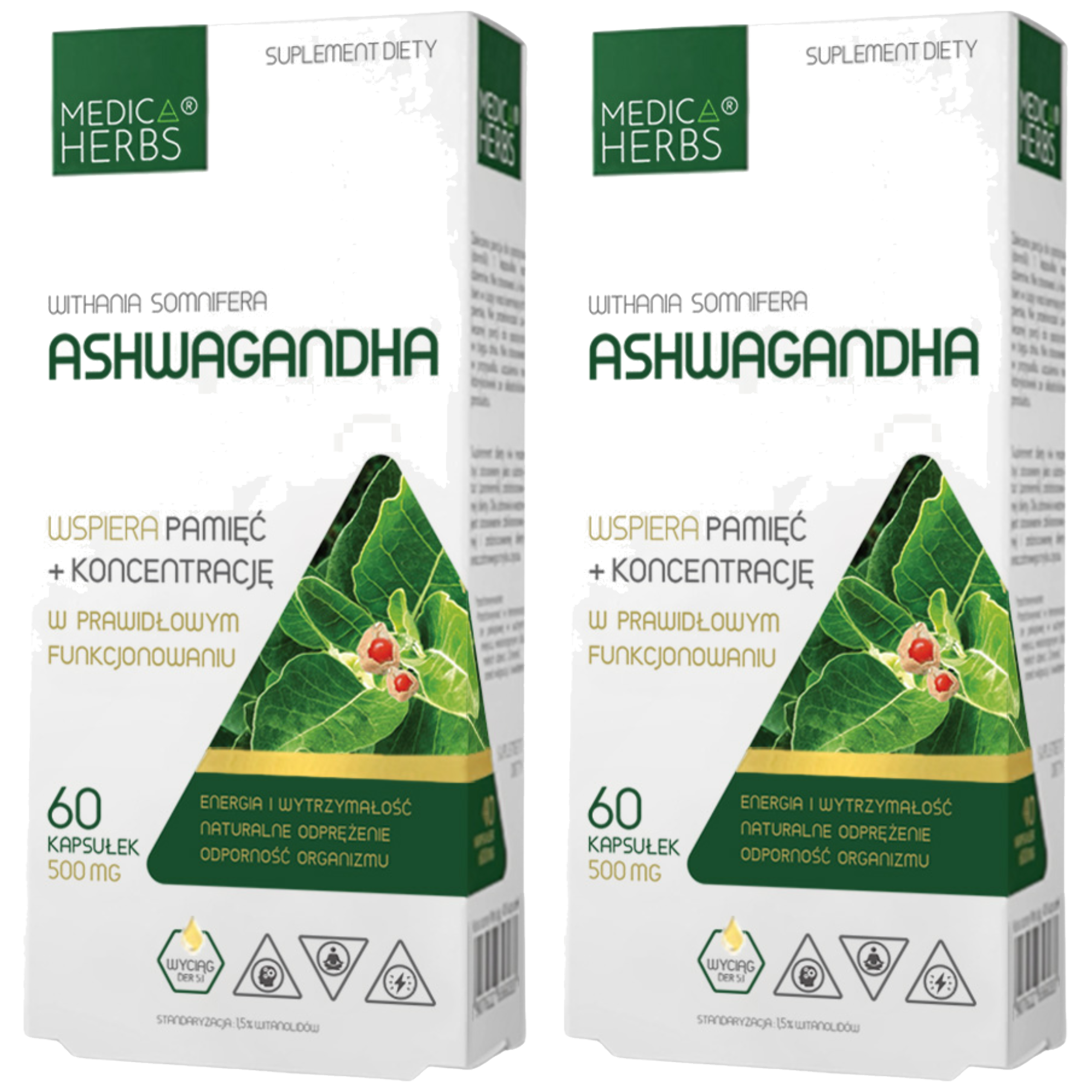 MEDICA HERBS - Ashwagandha 500mg - 2x 60caps.