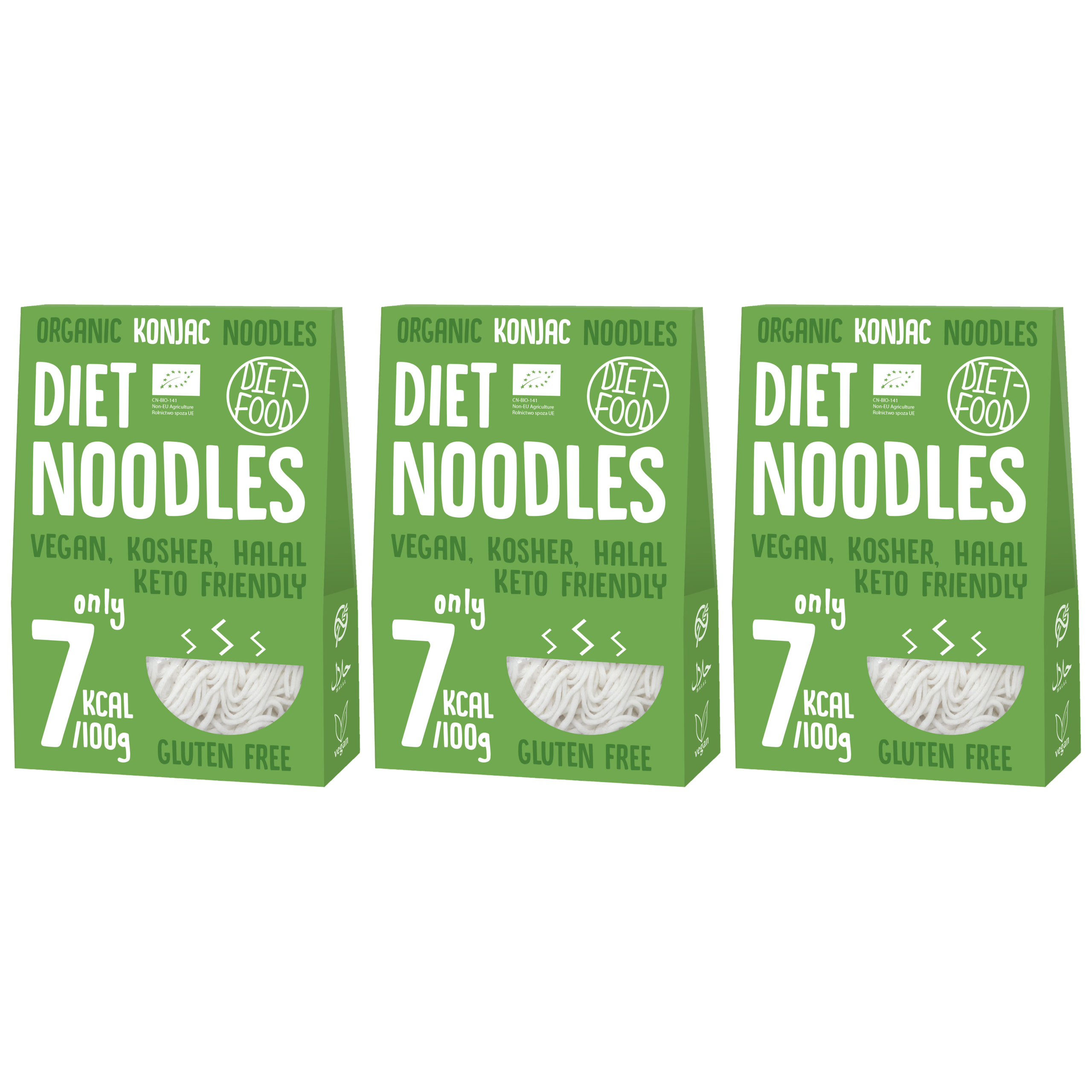DIET FOOD Bio - Diet Noodles - 3x 300g - Makaron Konjac