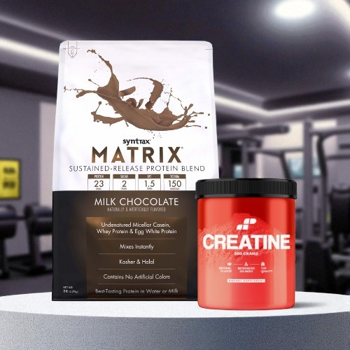 Białko Syntrax Matrix 5.0 Milk Chocolate 2270g (75 porcji) + Kreatyna MP Nutrition Monohydrate 500g (100 porcji)