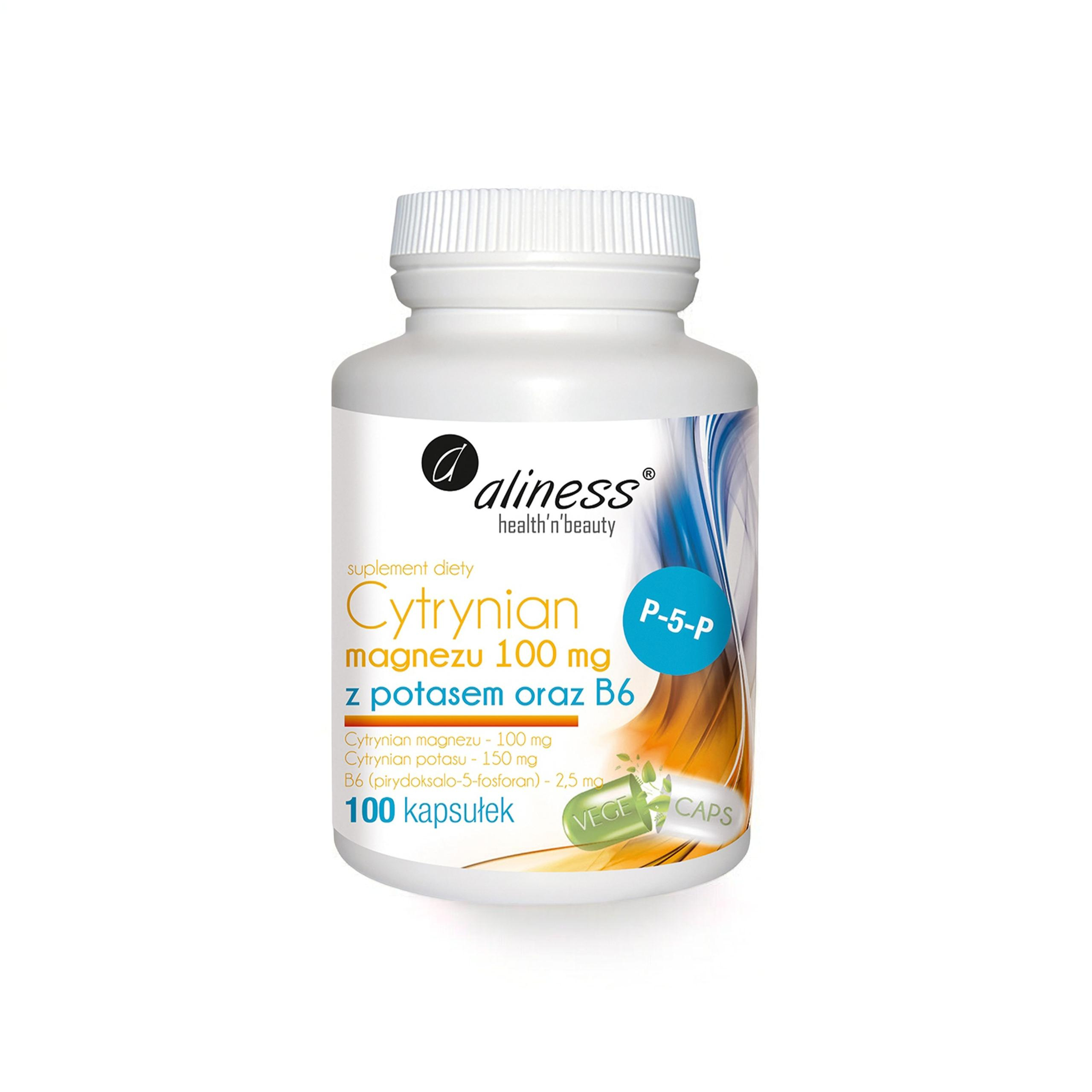 ALINESS Cytrynian Magnezu 100mg z Potasem i B6 - 100 caps