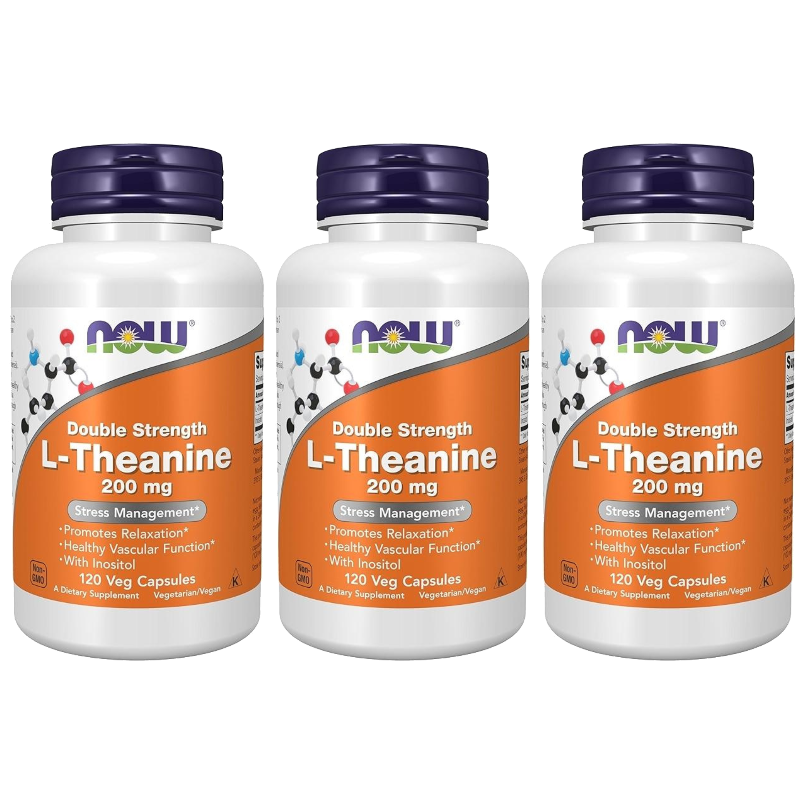 NOW - L-Theanine 200mg - 3x 120vcaps.