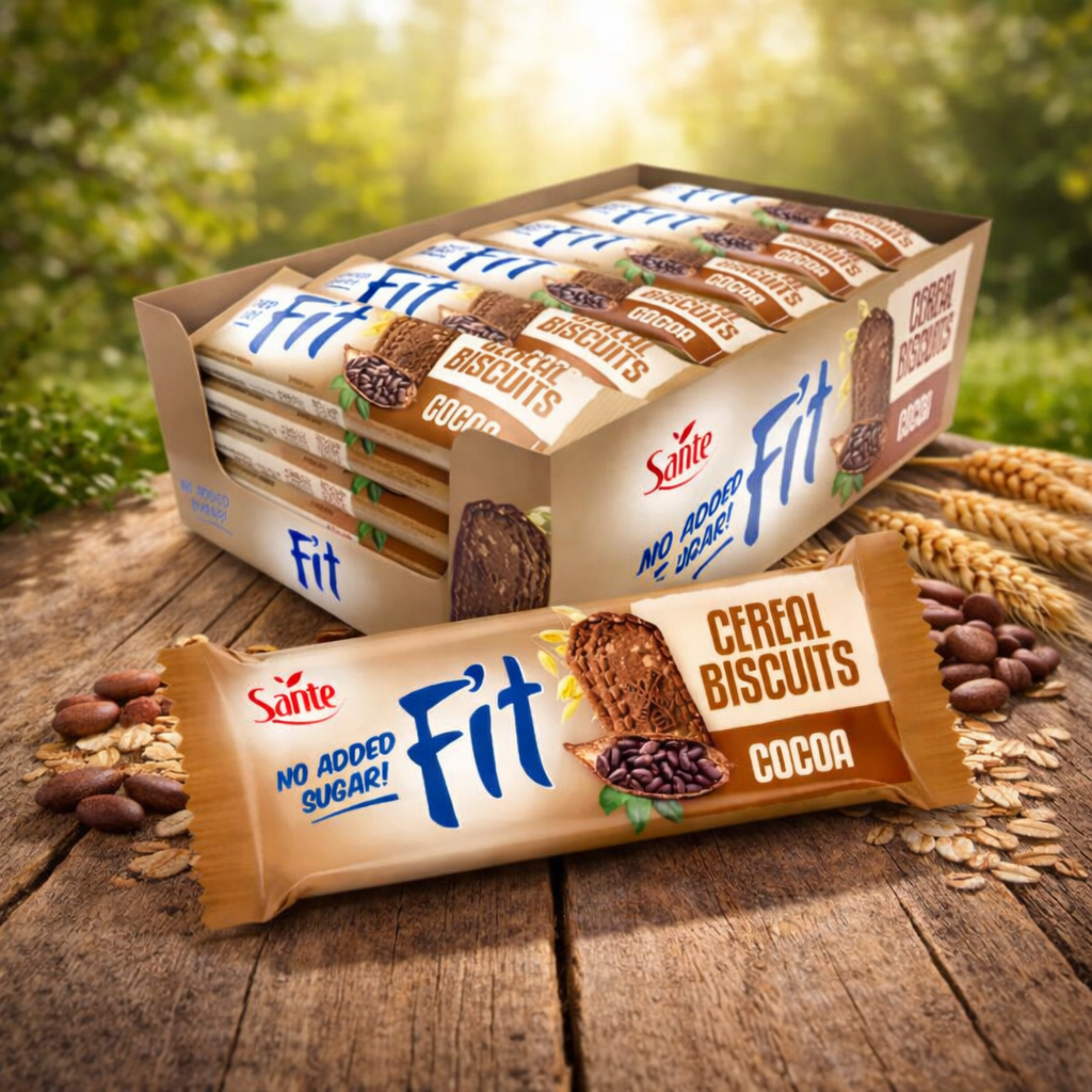 SANTE - Fit Cereal Biscuits - 20x 50g - Cocoa